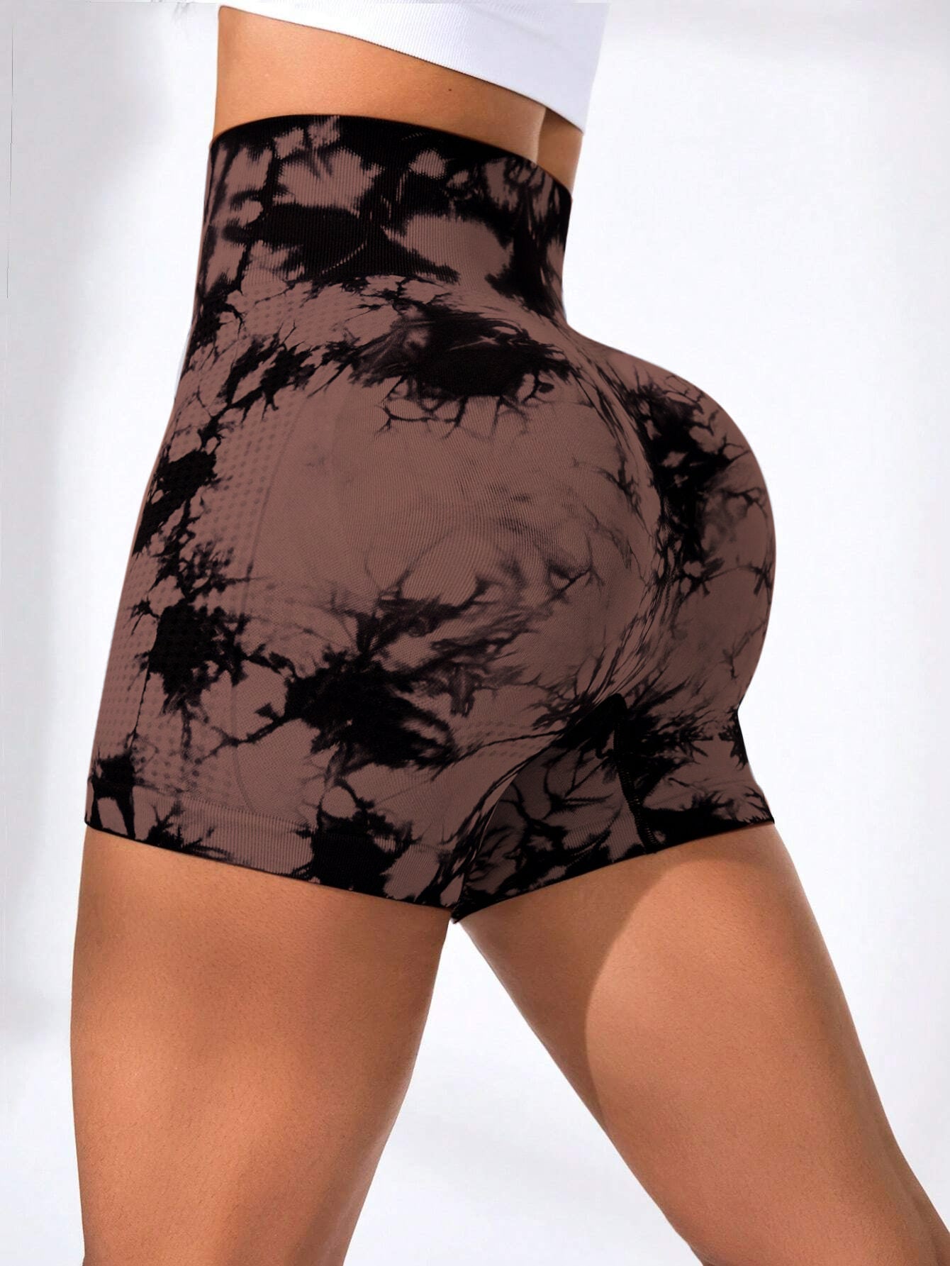 4-Piece Tie-Dye & Solid High Waisted Butt-Lifting Shorts Set