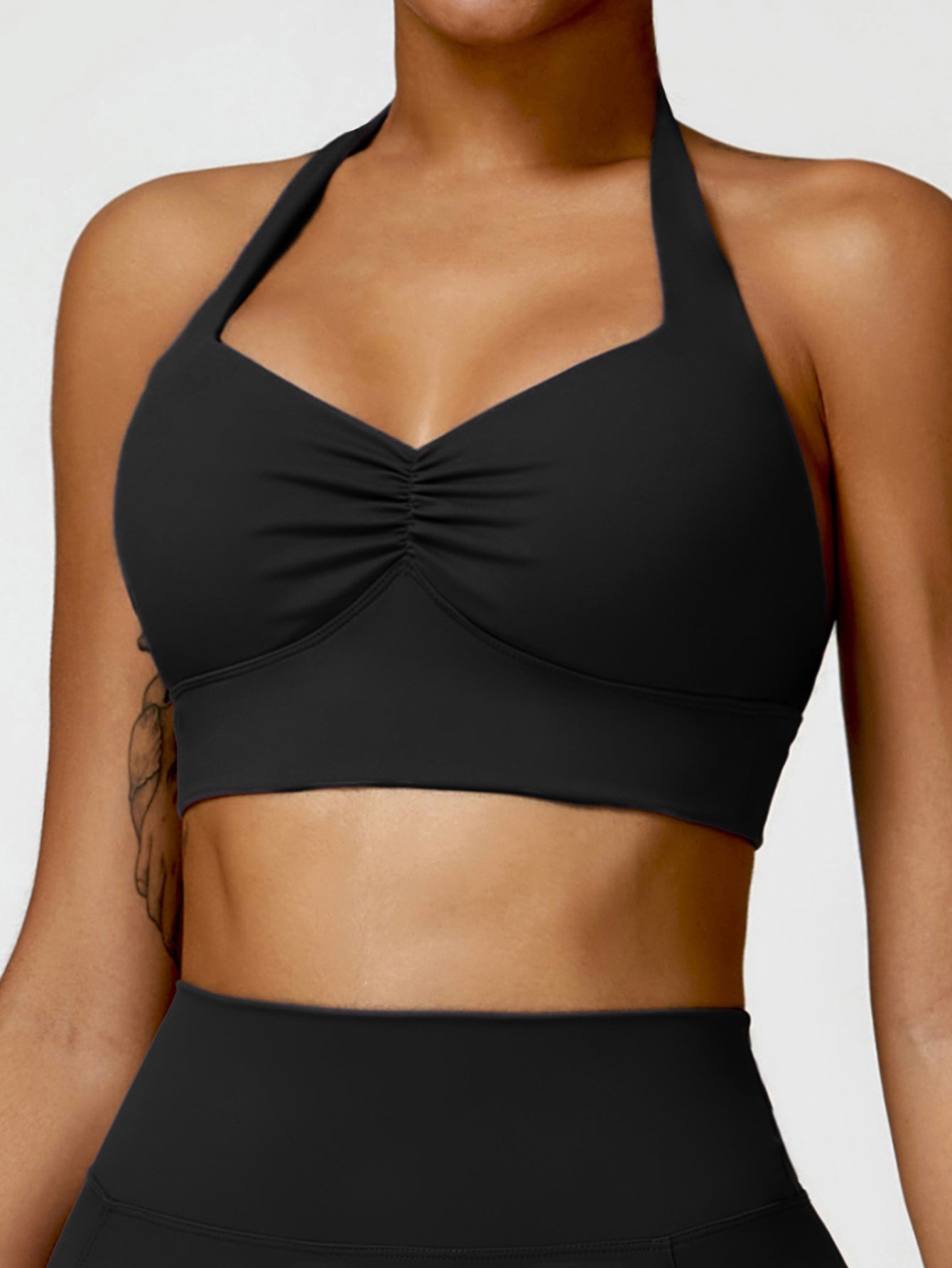 Halter Neck Front Scrunch Sports Bra