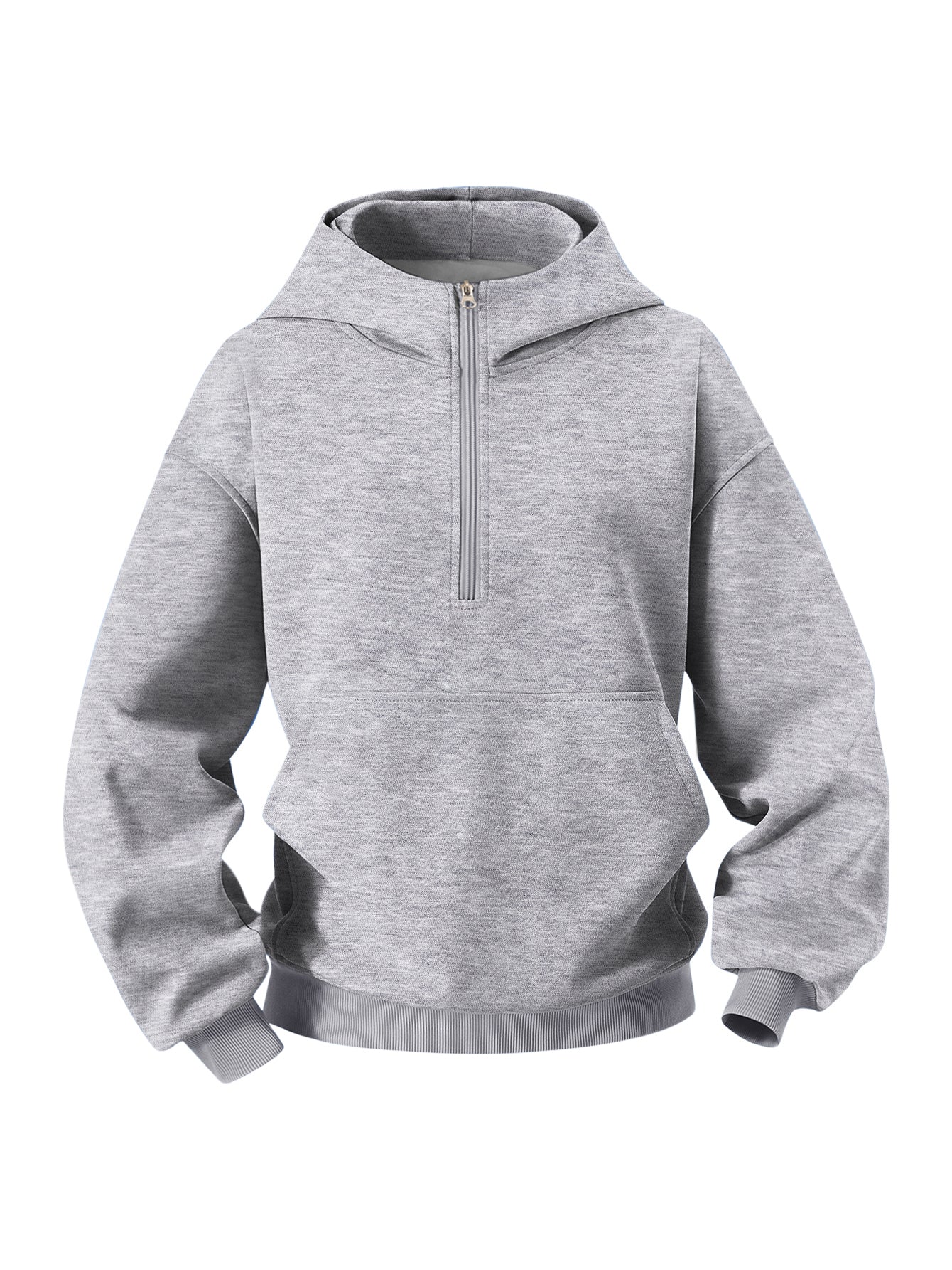 Women’s Dual Pockets & Ribbed Hem Half-Zip Hoodie