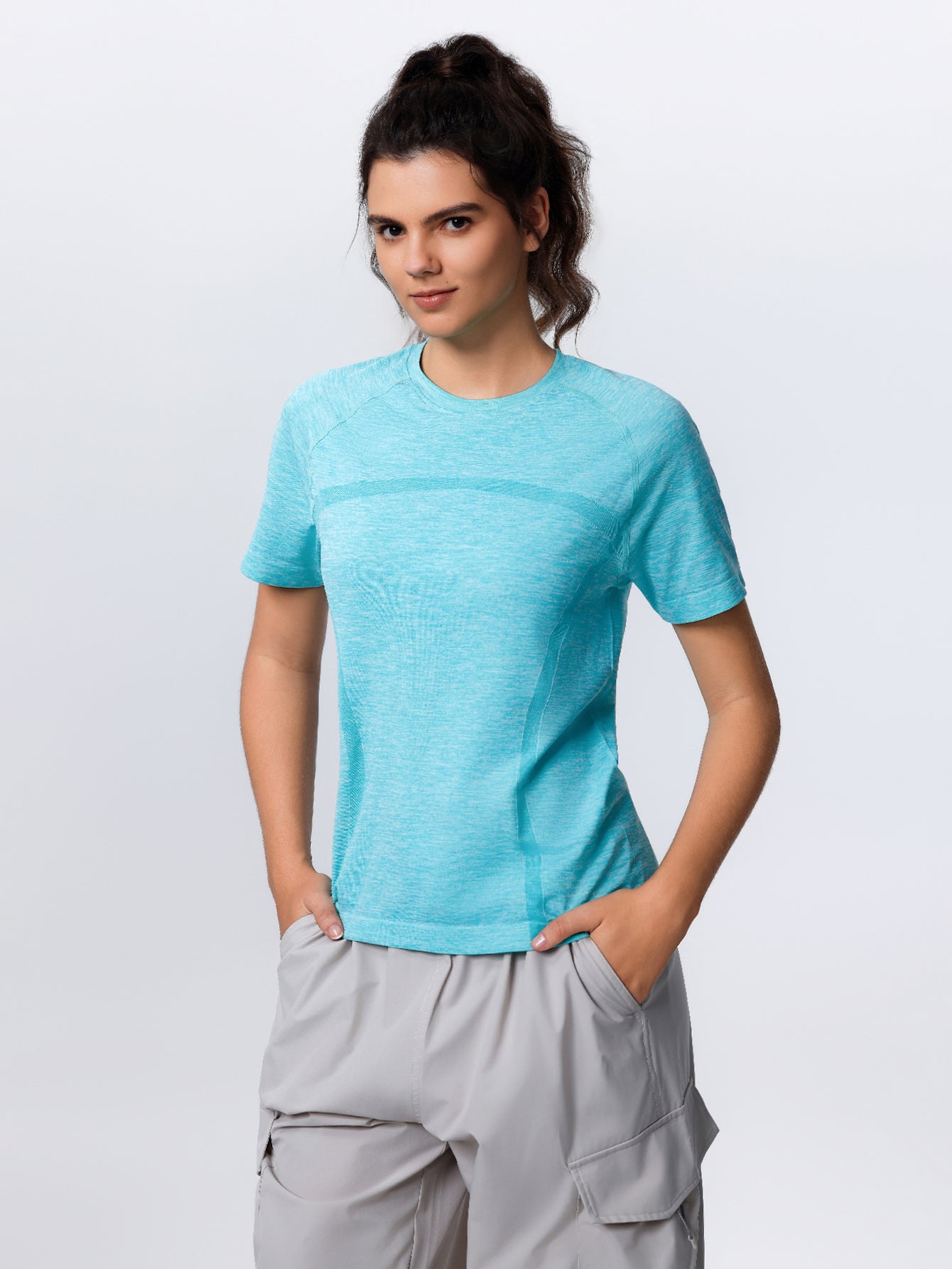 Soutien-gorge de sport sans coutures en tricot côtelé à dos nageur