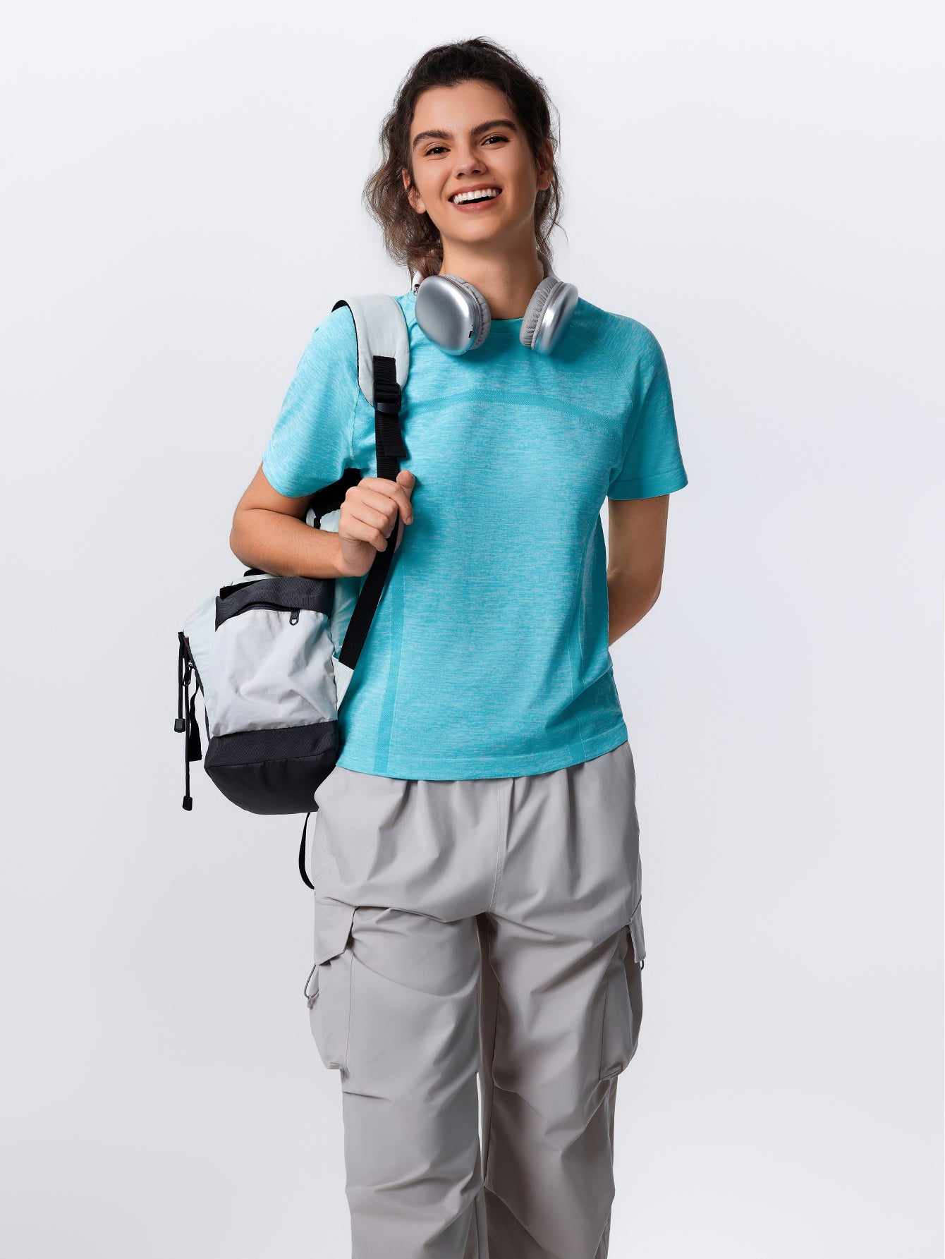 Soutien-gorge de sport sans coutures en tricot côtelé à dos nageur