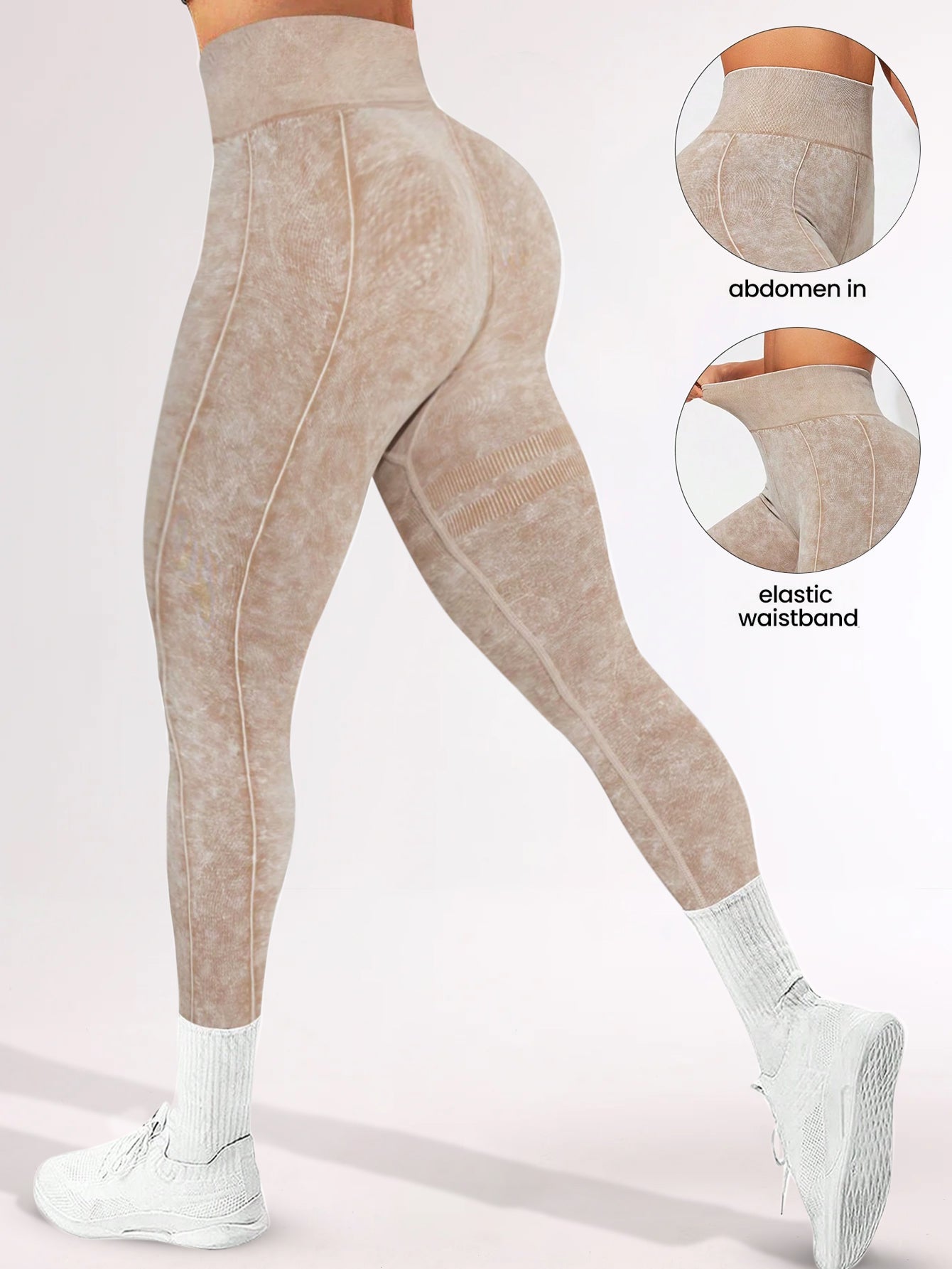 High Waist Acid Washed Seamless Leggings