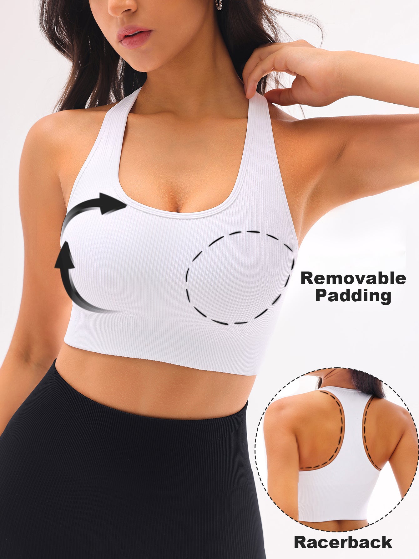 Racerback Rib-Knit Seamless Sports Bra