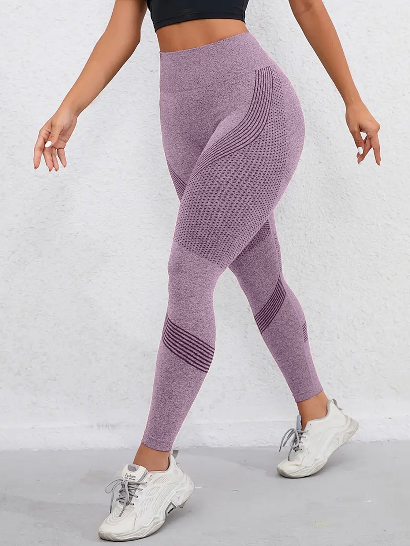 High Waist Butt-Lifting Line Texture Seamless Leggings