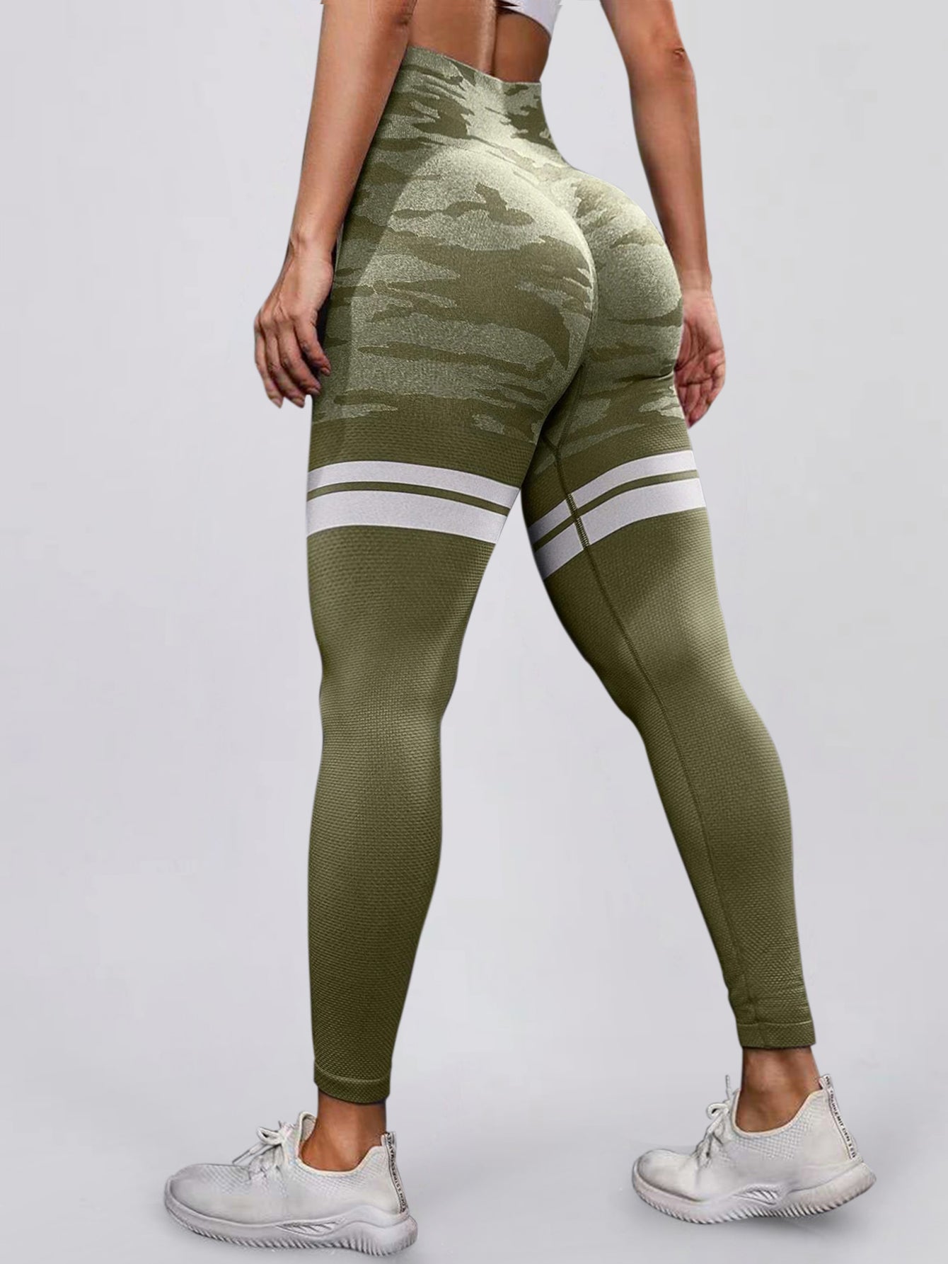 High Waist Camo Print Pocket Seamless Leggings