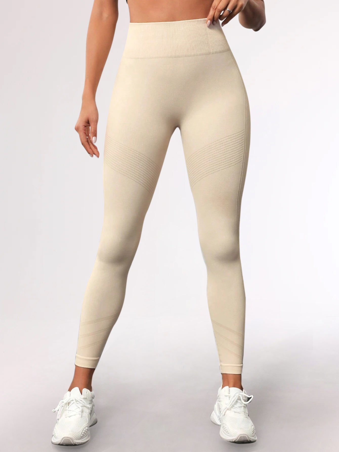 High Waist Tummy Control Side-Ribbed Butt-Lifting Leggings