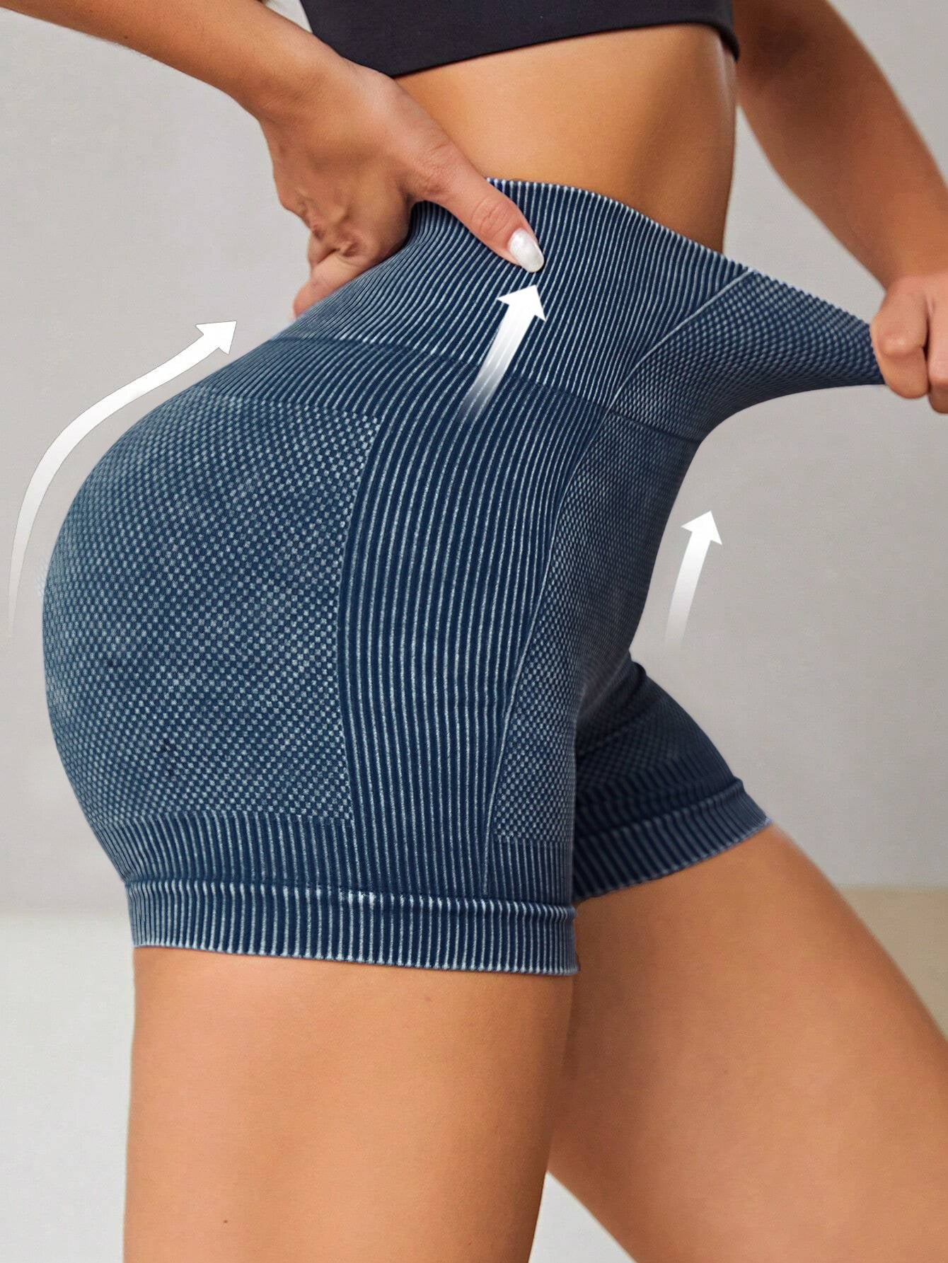 High Waist Side-Ribbed Butt-Lifting Seamless Shorts