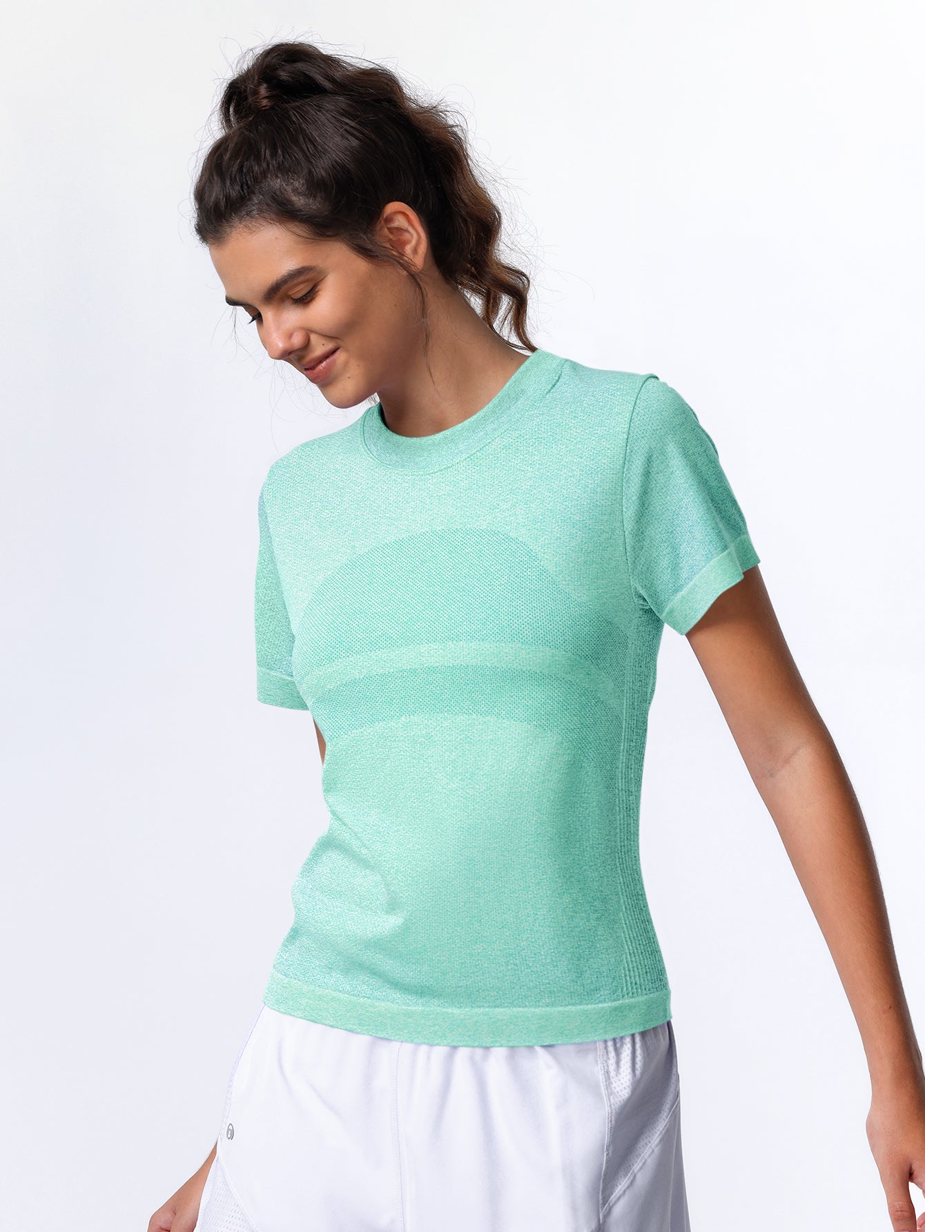 Soutien-gorge de sport sans coutures en tricot côtelé à dos nageur