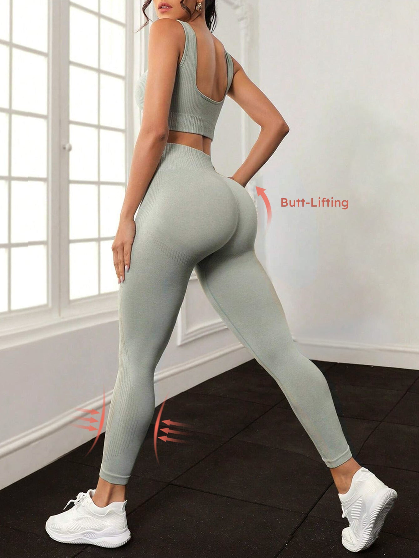 Ribbed U-Back Sports Bra & Leggings Set