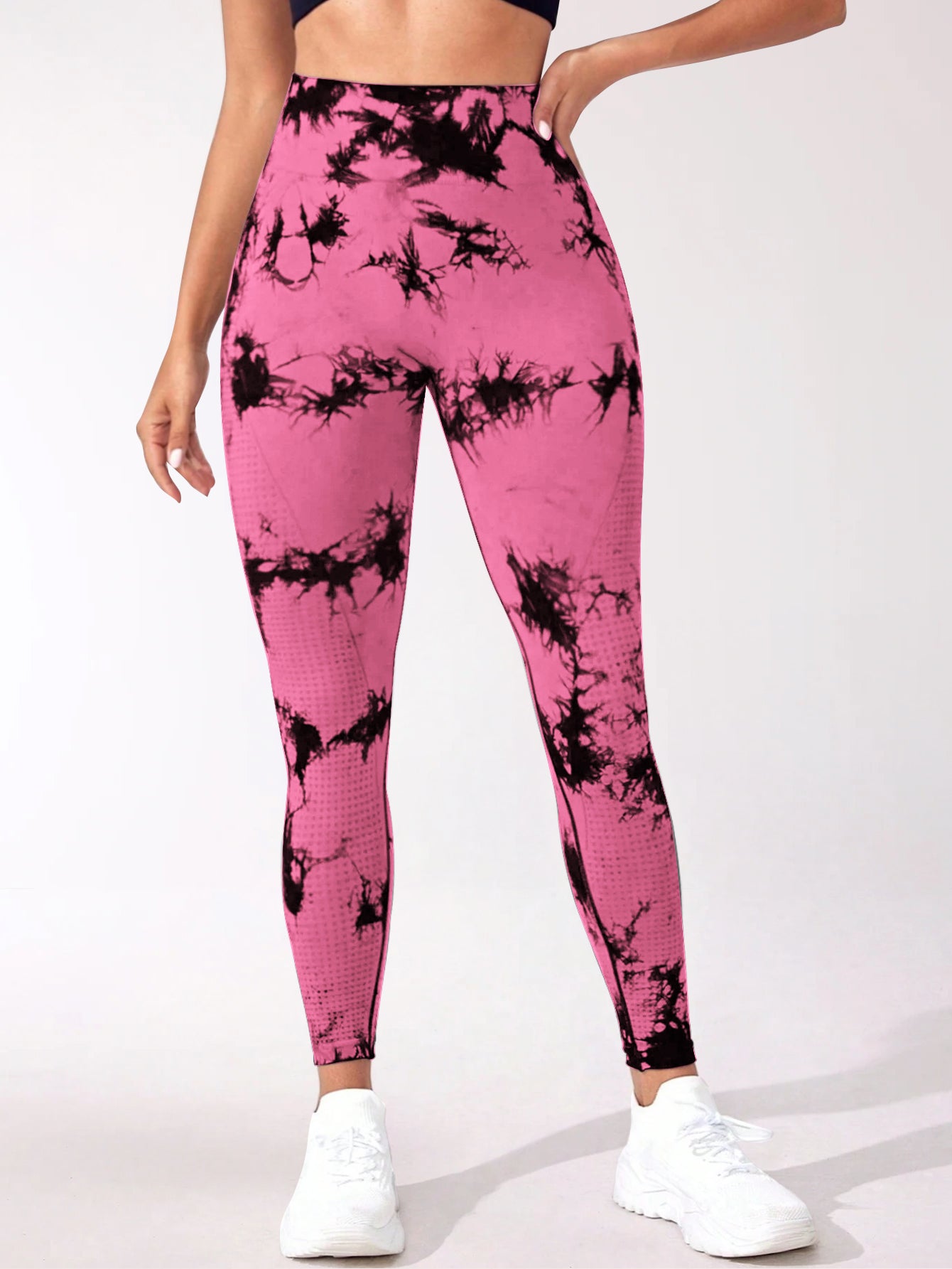 4-Piece High Waist Tie-Dye & Solid Butt Contour Legging Set