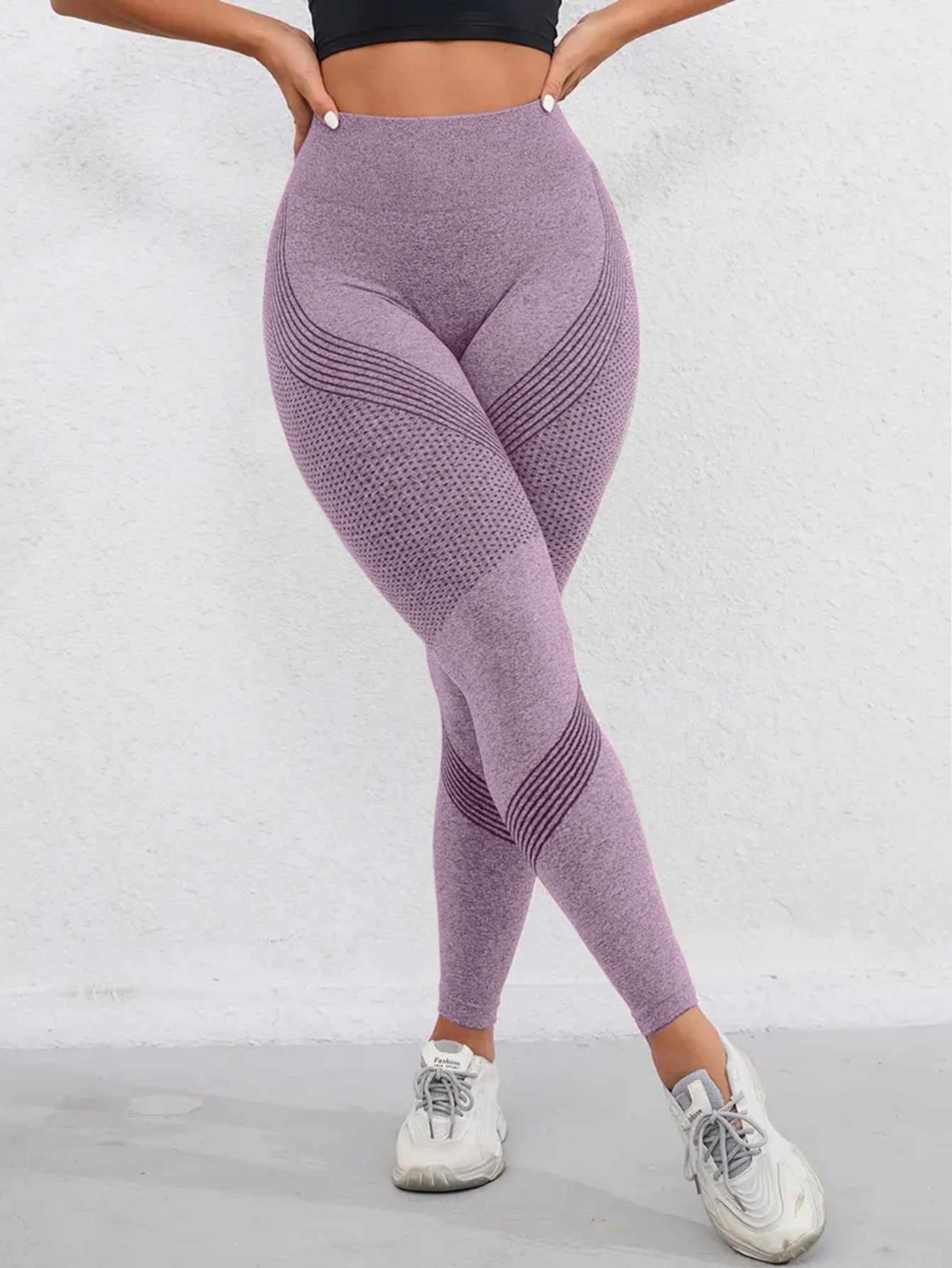 High Waist Butt-Lifting Line Texture Seamless Leggings