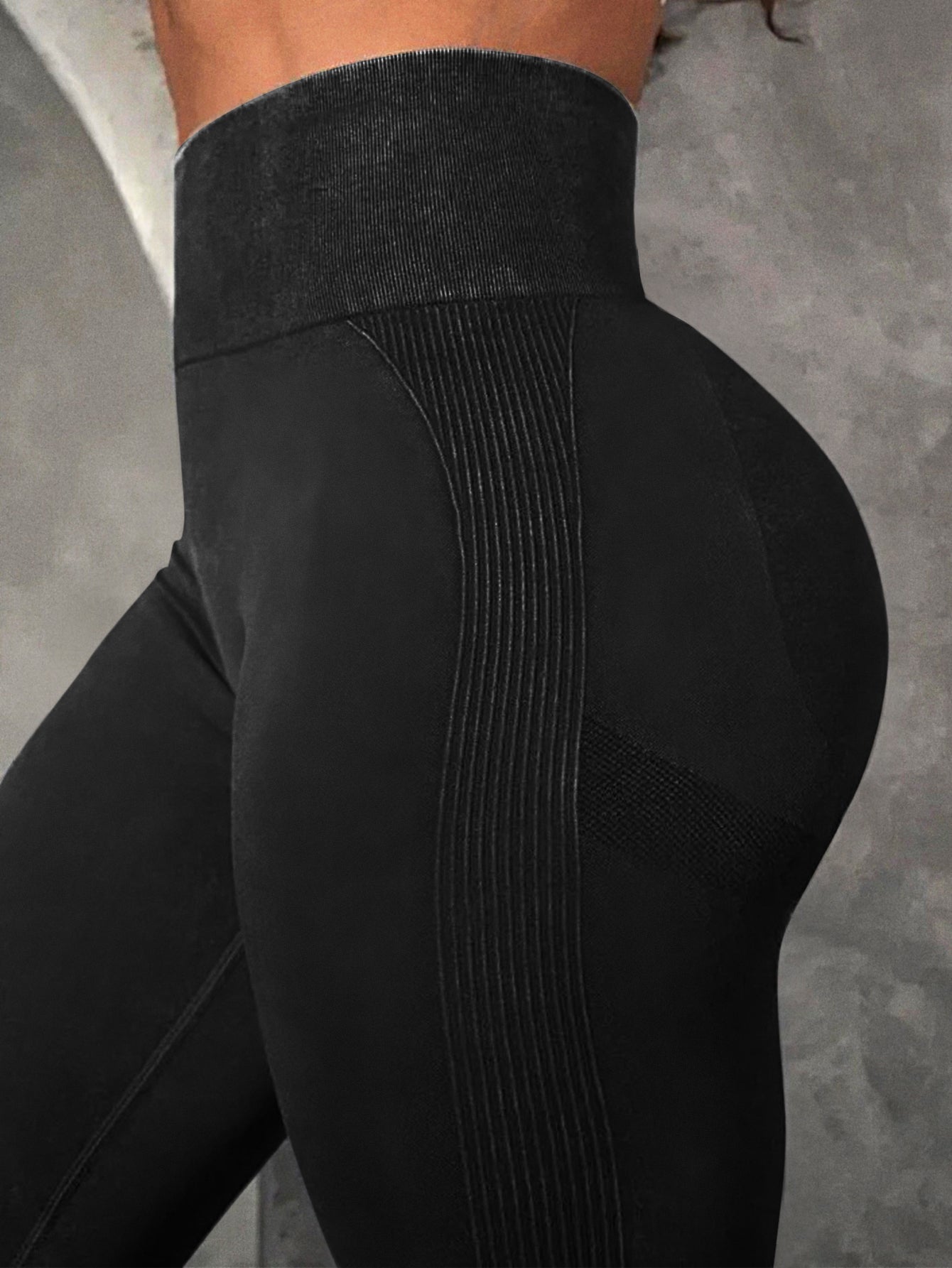 High Waist Side-Ribbed Smile Line Contour Leggings