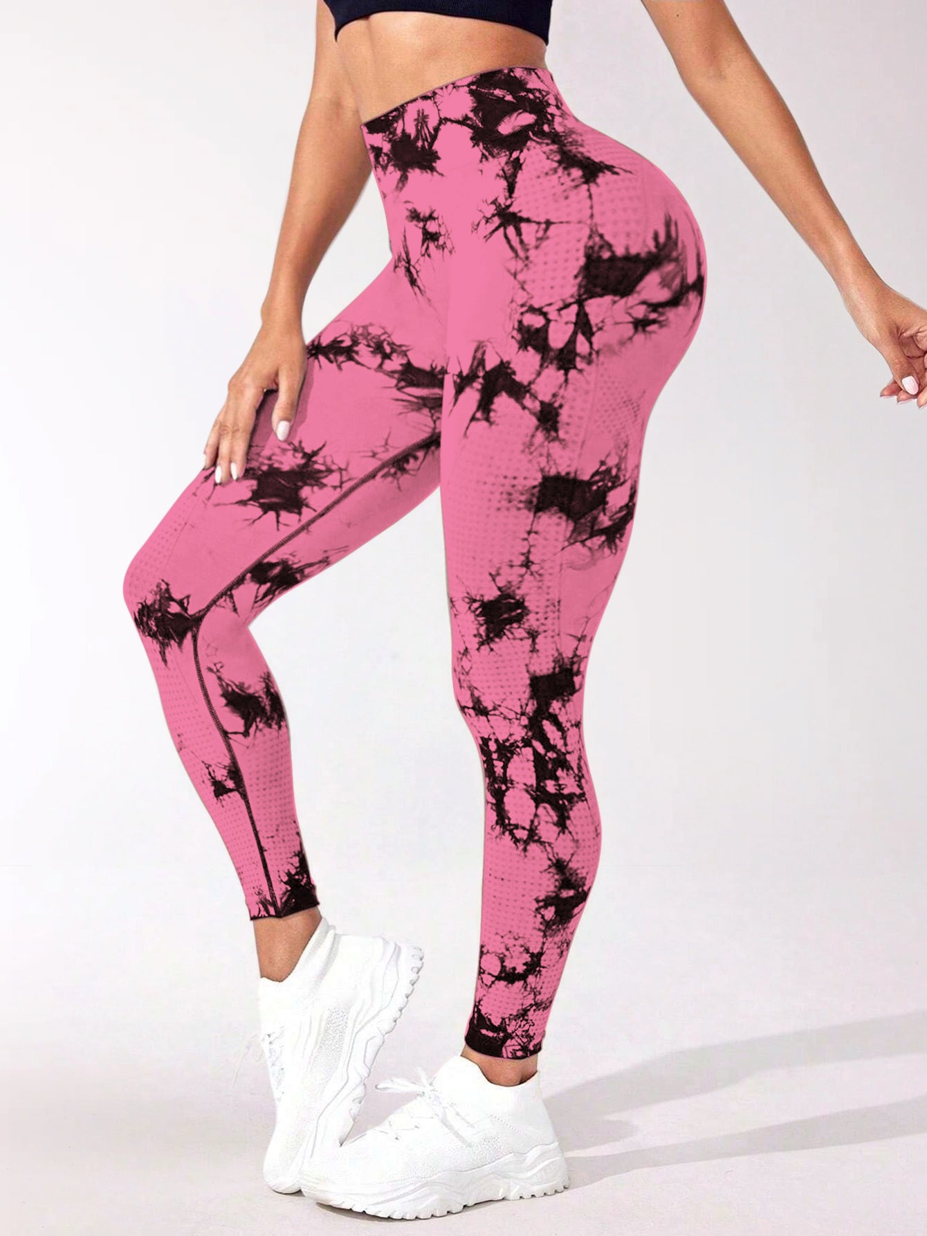 4-Piece High Waist Tie-Dye & Solid Butt Contour Legging Set