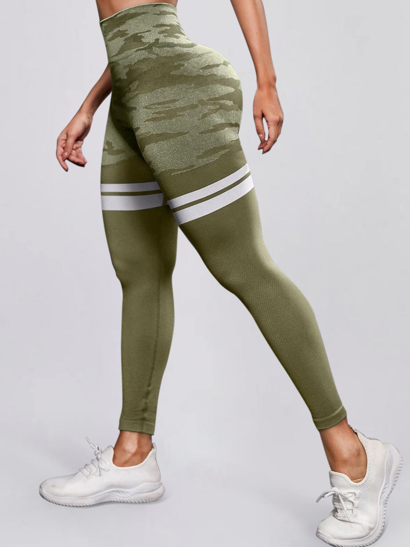 High Waist Camo Print Pocket Seamless Leggings