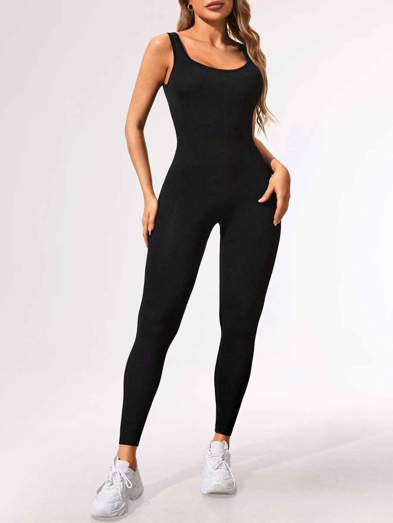 Tummy Control Hollow-Out Back Scrunch Seamless Jumpsuit