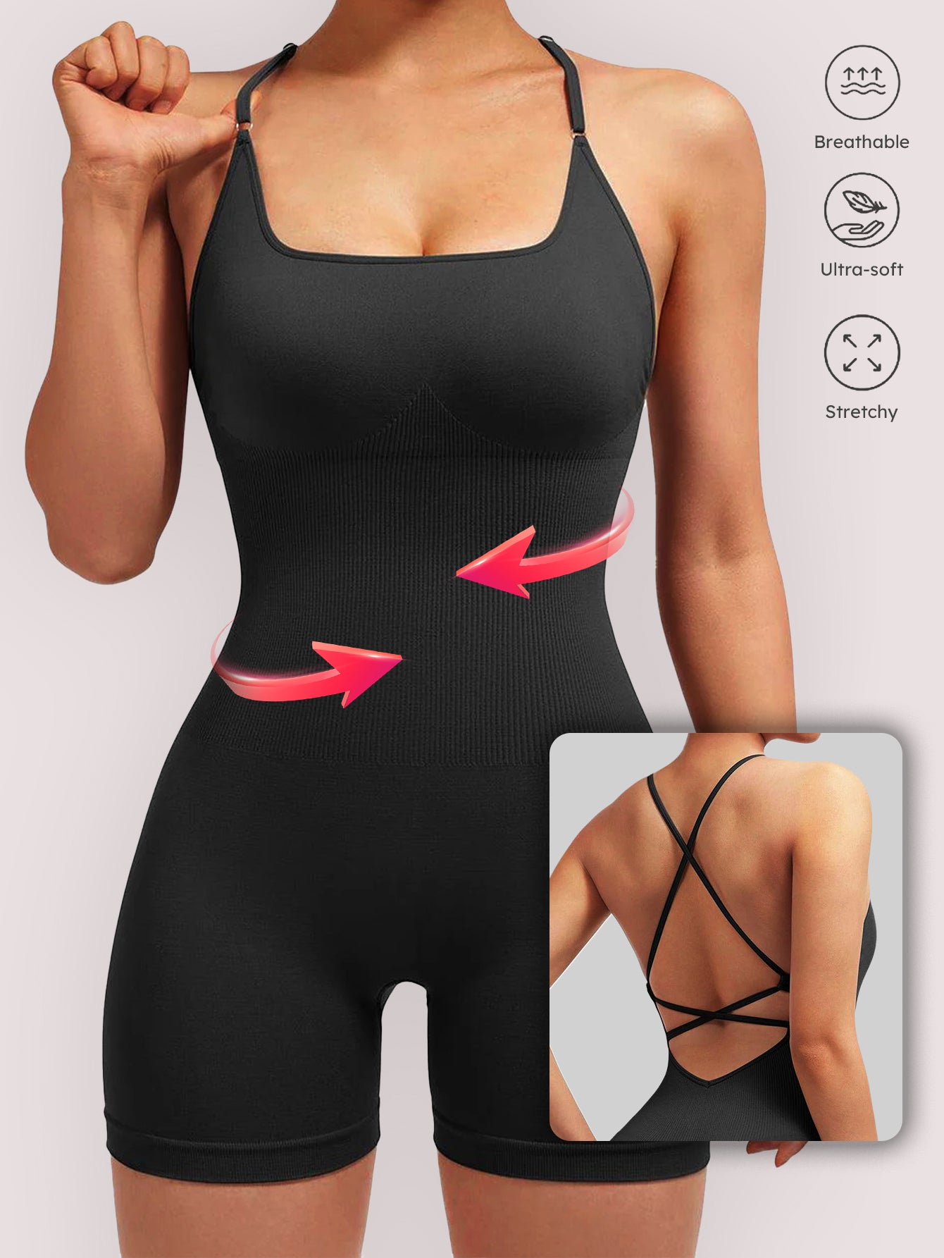 High-stretch Cross-back Seamless Romper