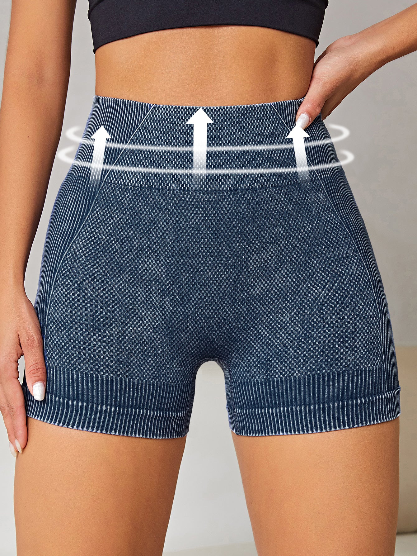 High Waist Side-Ribbed Butt-Lifting Seamless Shorts