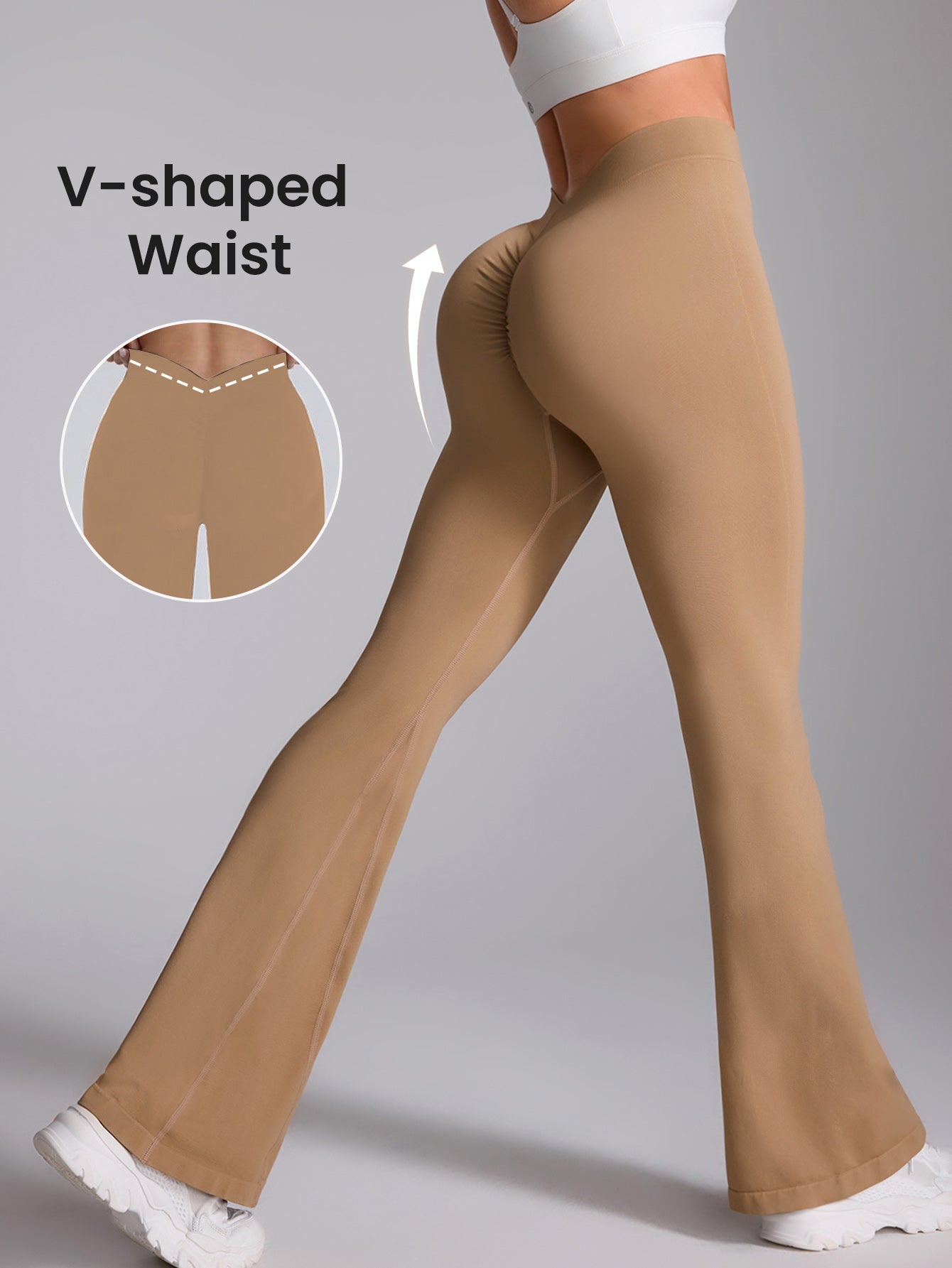 Women's V-Back Butt-Lifting Seamless Flare Pants