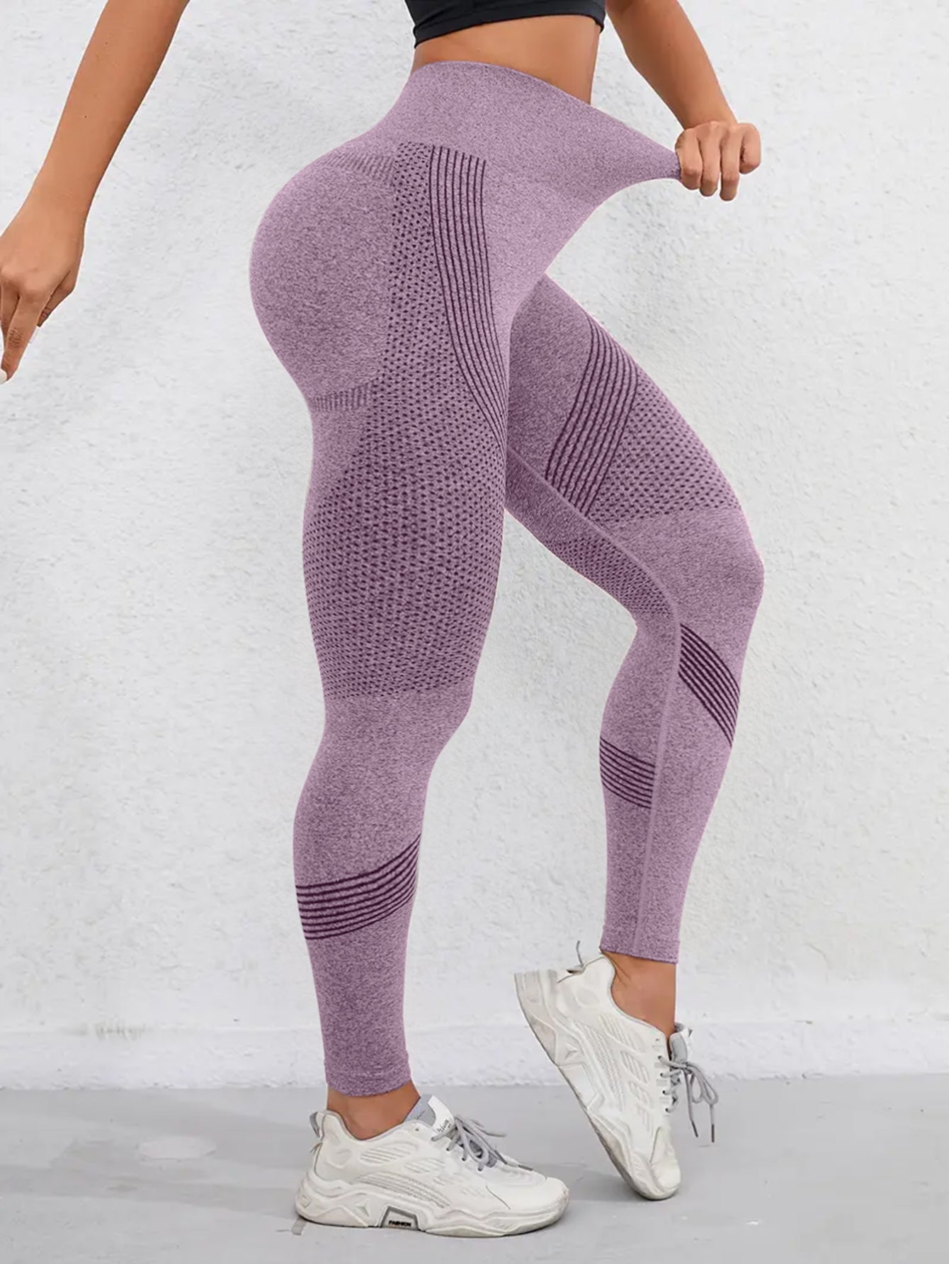 High Waist Butt-Lifting Line Texture Seamless Leggings