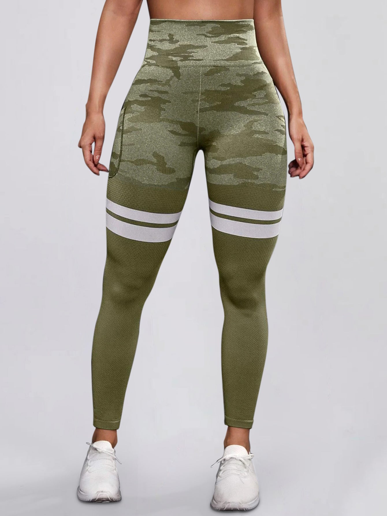 High Waist Camo Print Pocket Seamless Leggings