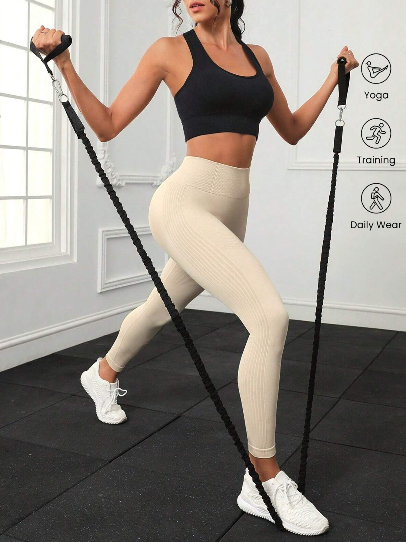 High Waist Tummy Control Side-Ribbed Butt-Lifting Leggings