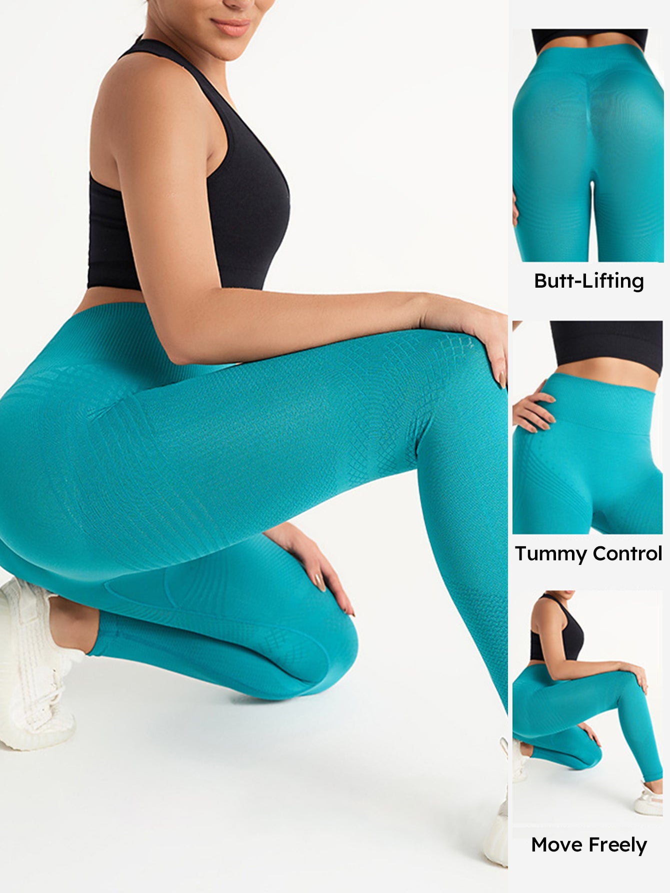 High Waist Textured Butt-Lifting Seamless Leggings