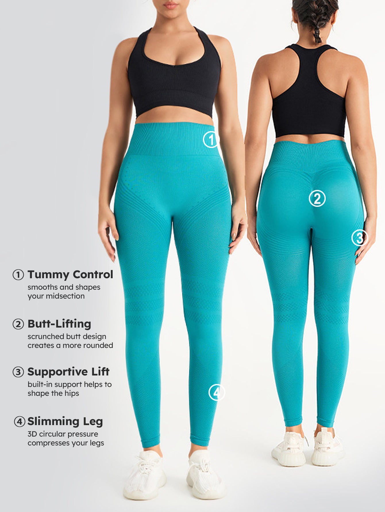 High Waist Textured Butt-Lifting Seamless Leggings