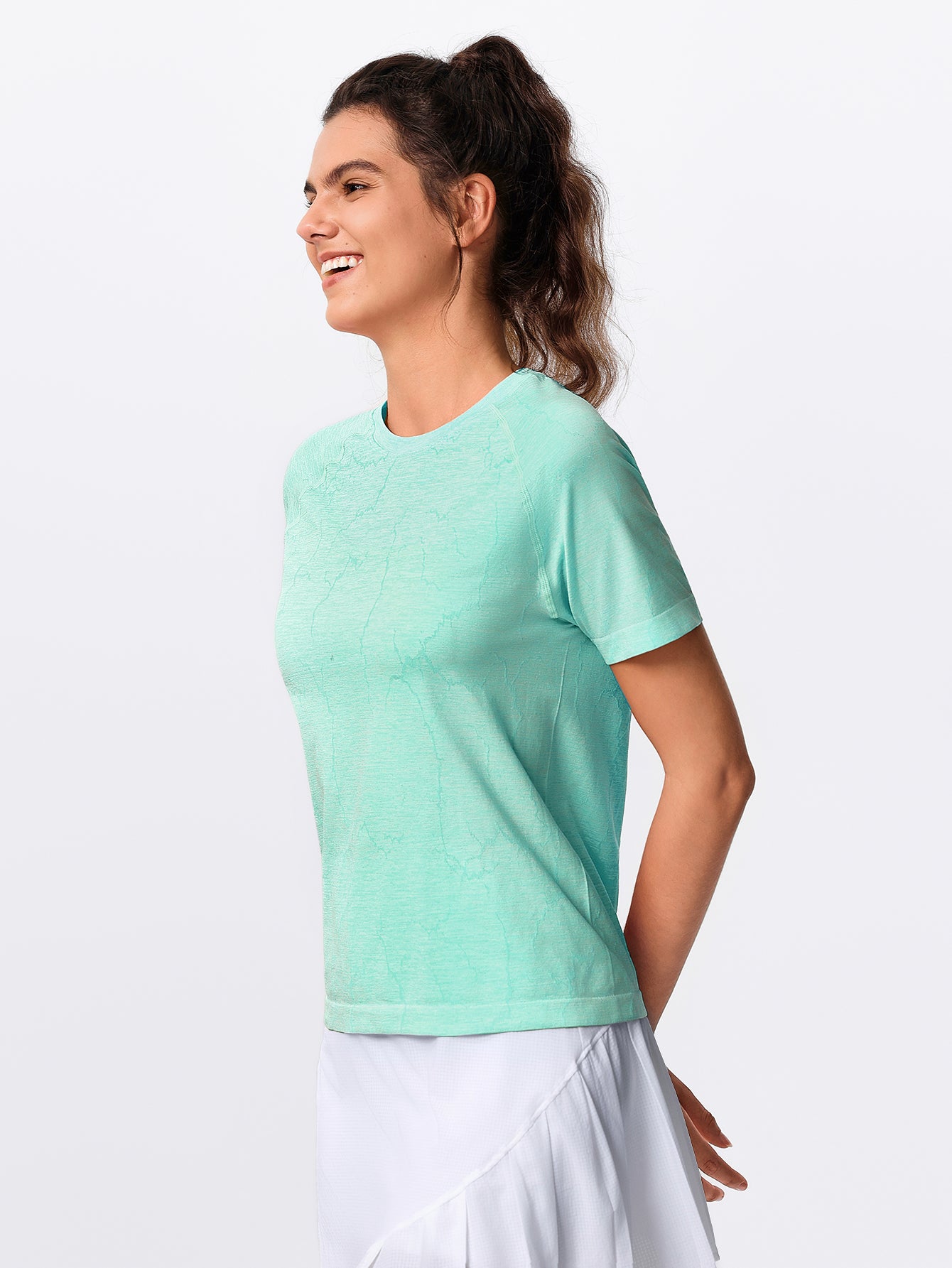 Soutien-gorge de sport sans coutures en tricot côtelé à dos nageur