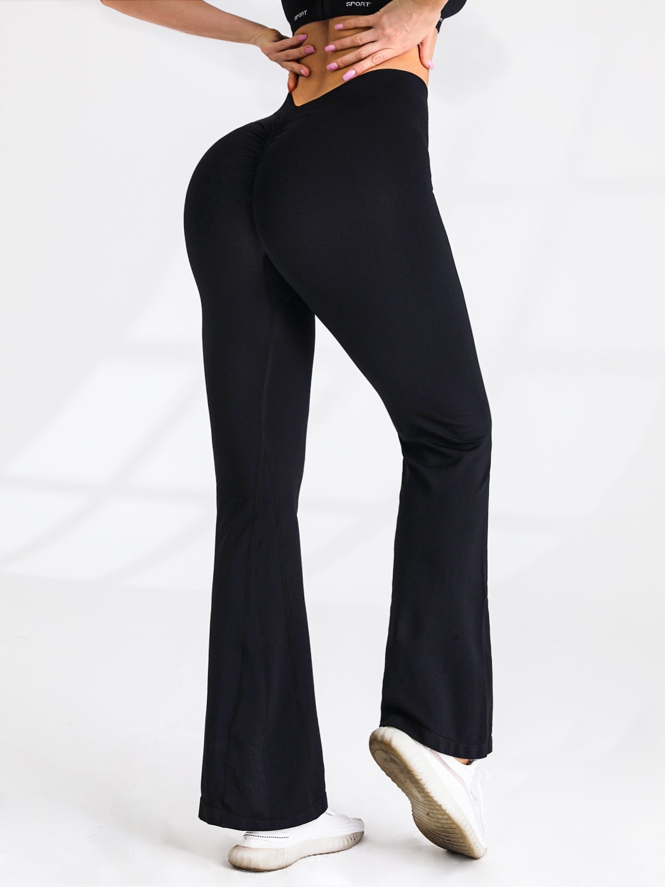 Women's V-Back Butt-Lifting Seamless Flare Pants