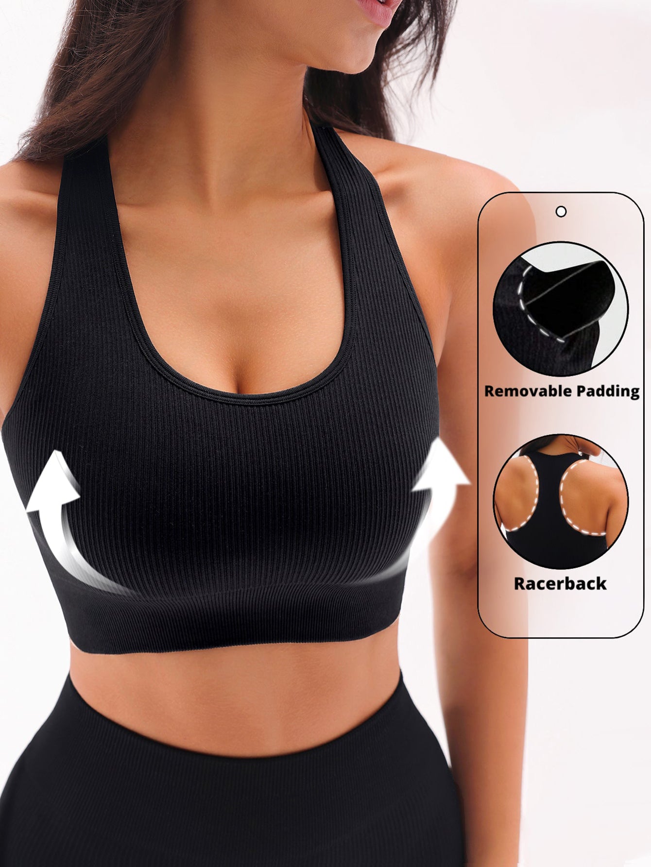 Racerback Rib-Knit Seamless Sports Bra