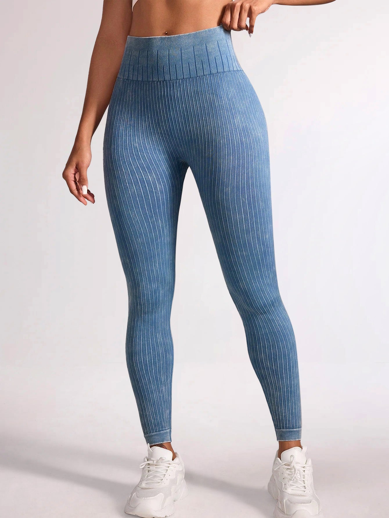 High-Waist Striped Print Butt-lifting Seamless Leggings