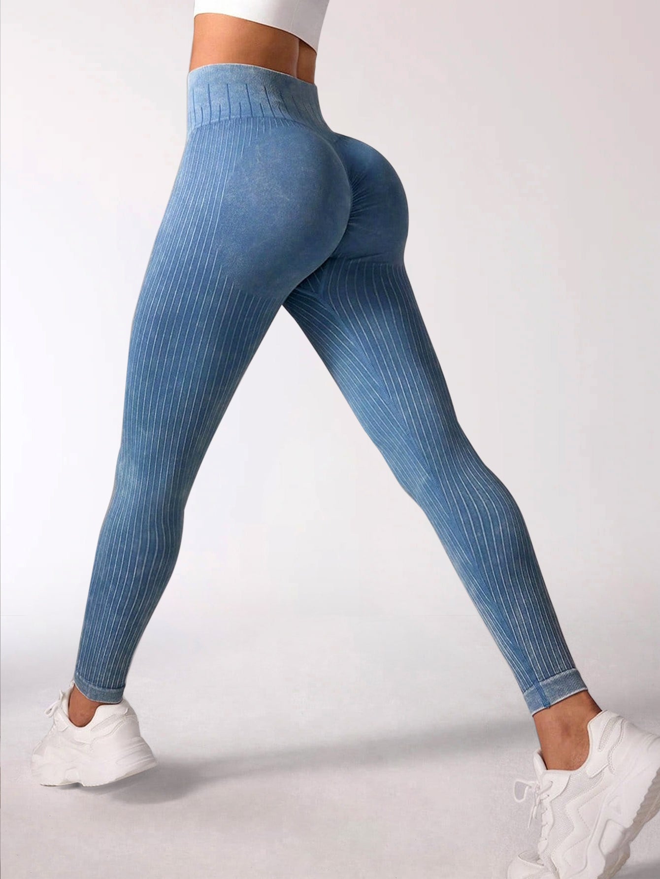 High-Waist Striped Print Butt-lifting Seamless Leggings