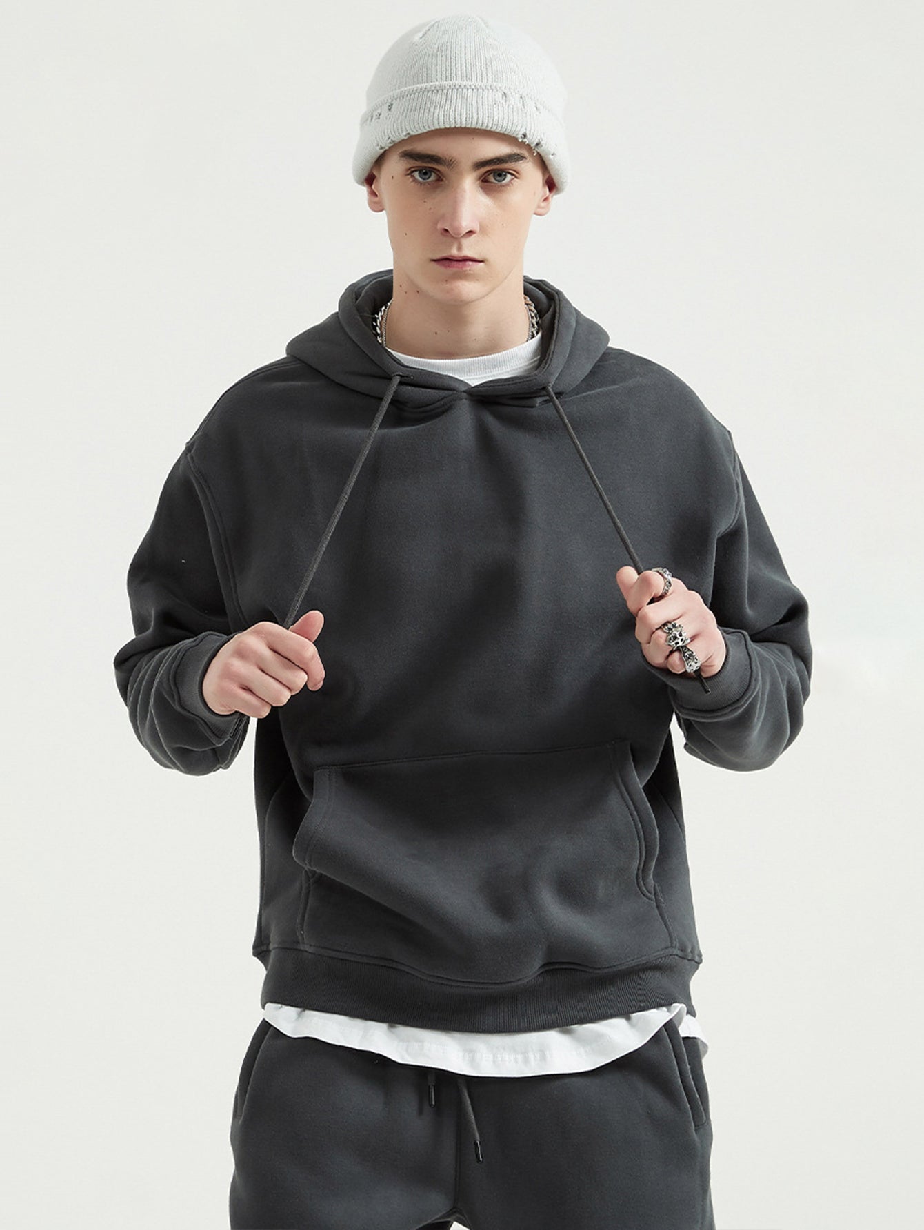 DIY Unisex Lined Pullover Drawstring  Kangaroo Pocket Hoodie