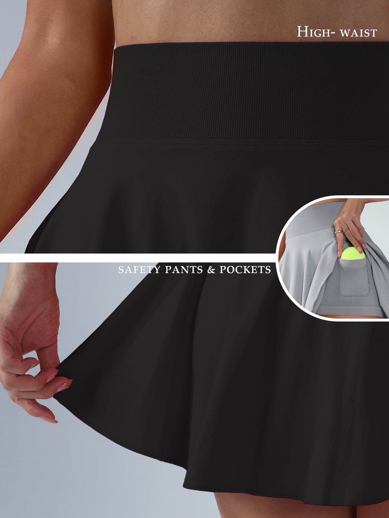 High Waist Hidden Pocket Skort