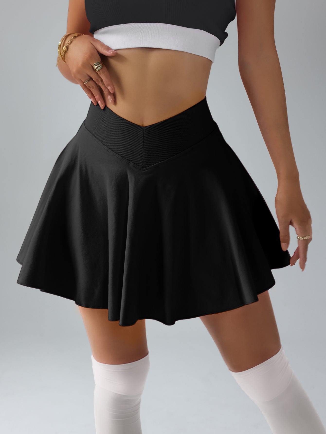 V-Waist Hidden Pocket Skort