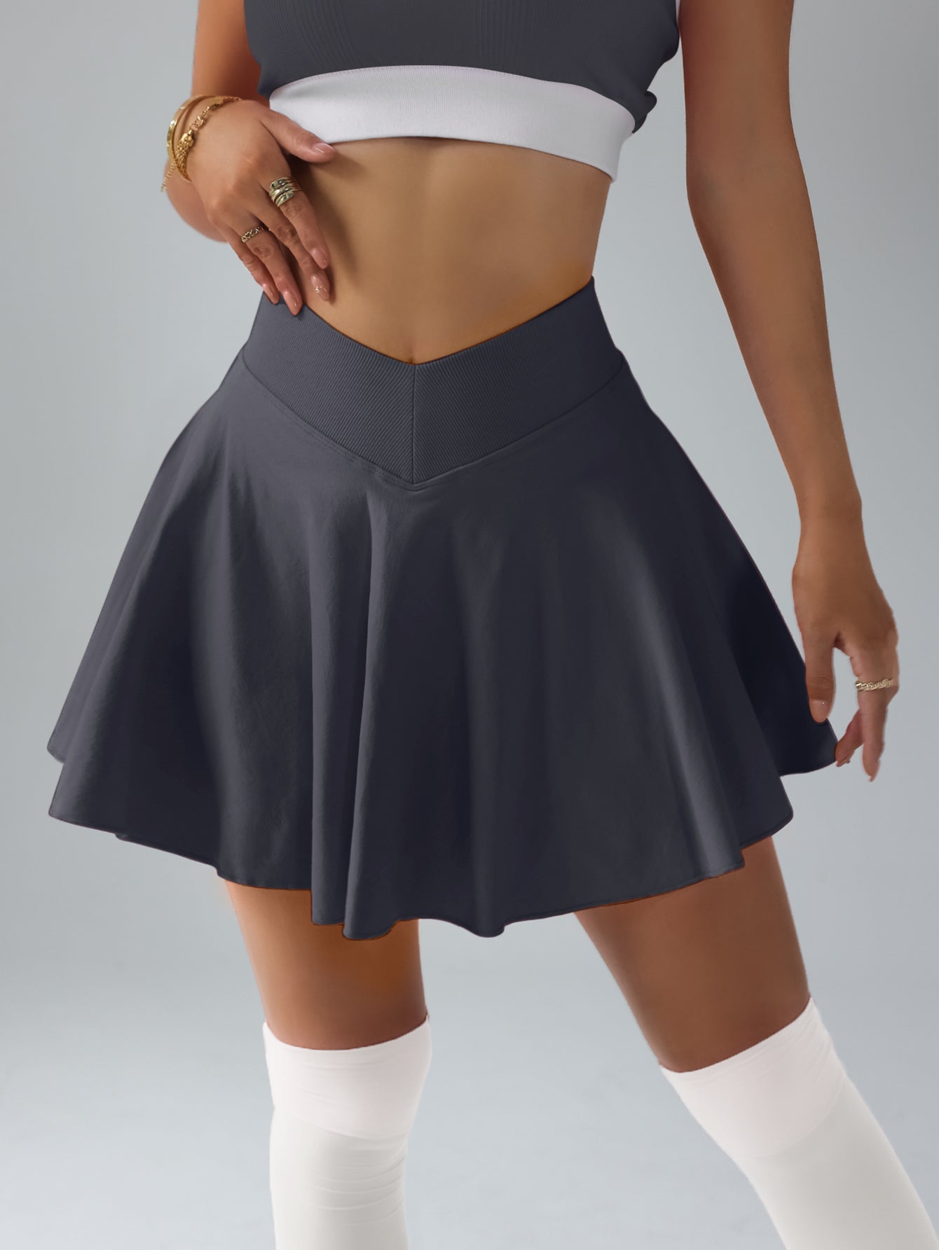 V-Waist Hidden Pocket Skort