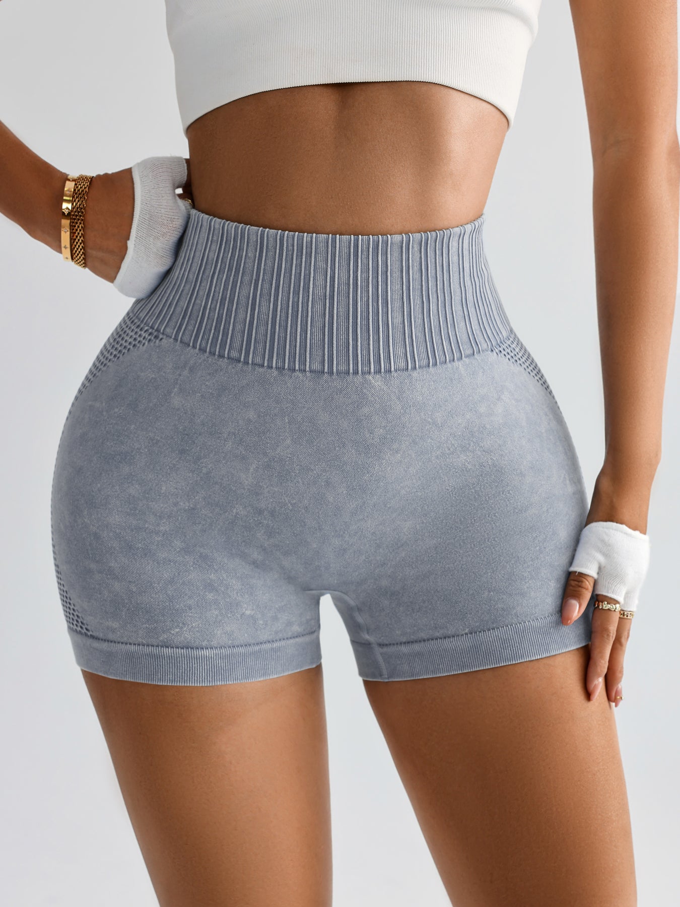 Acid Wash Butt Contour Seamless Shorts