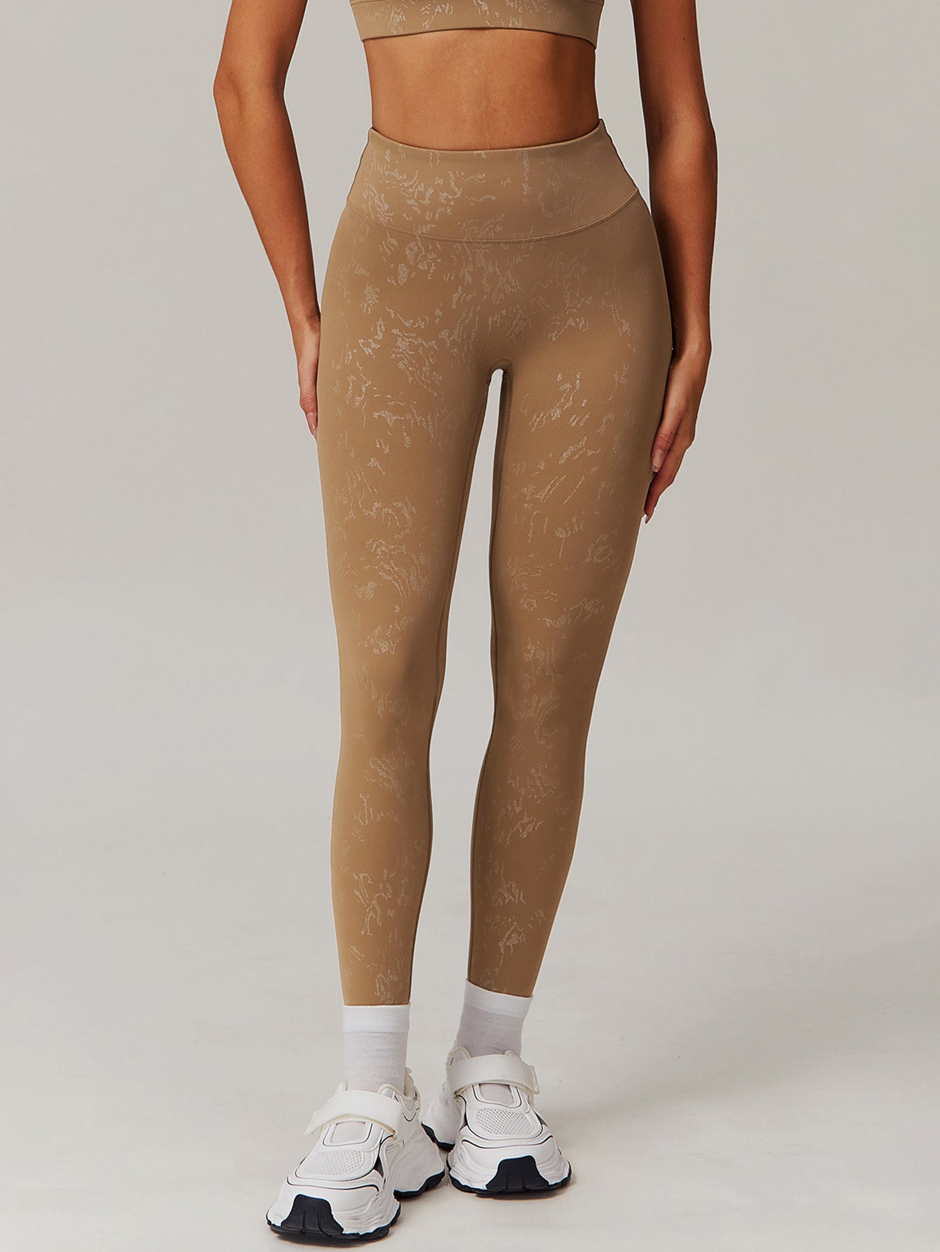 High Waist Gold Foil Print Leggings