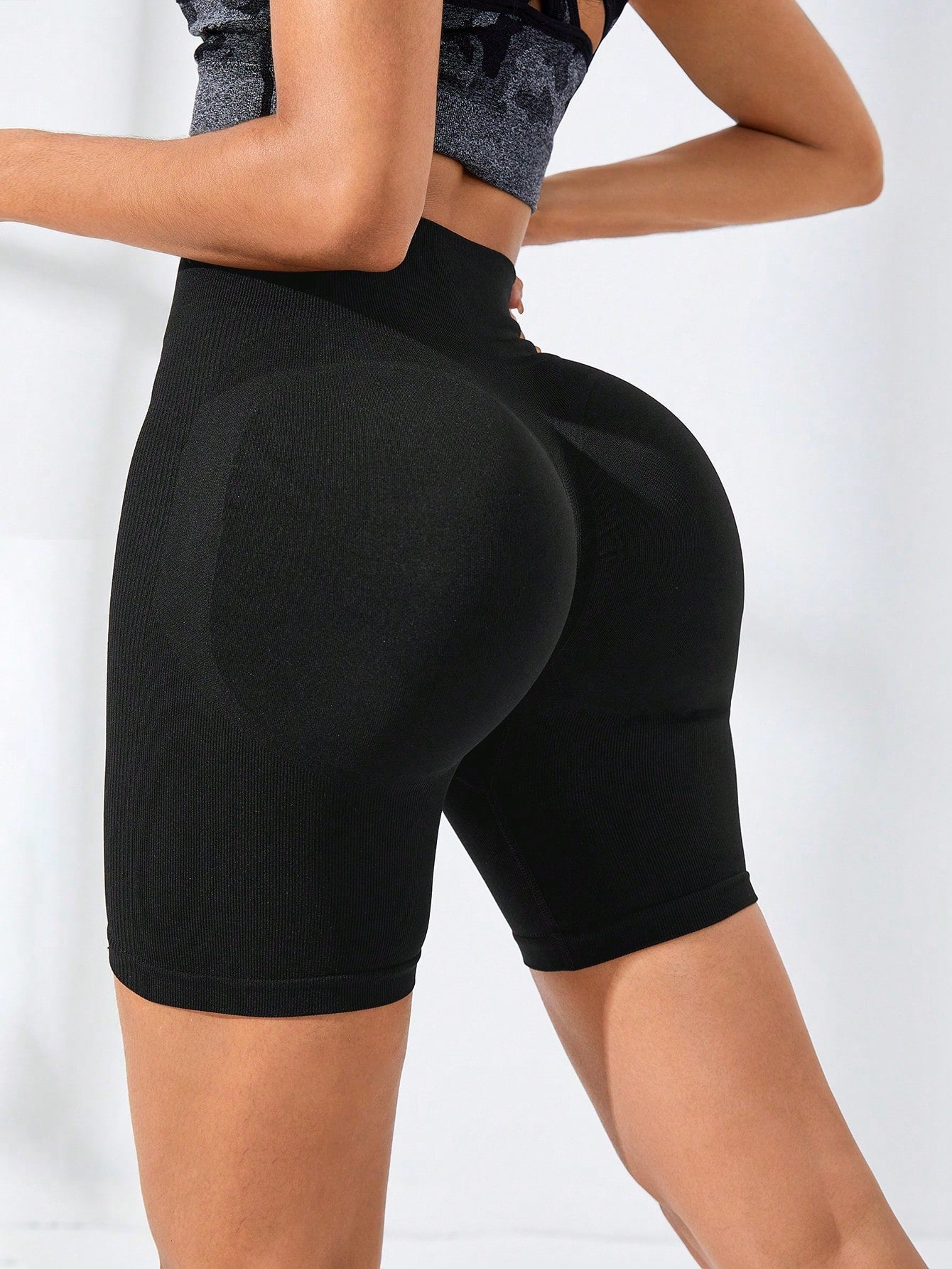 High Waist Side-Ribbed Butt Lifting Shorts