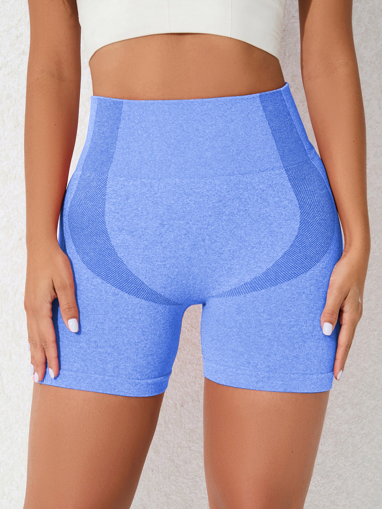 Acid Wash Side-Ribbed Contouring Seamless Shorts