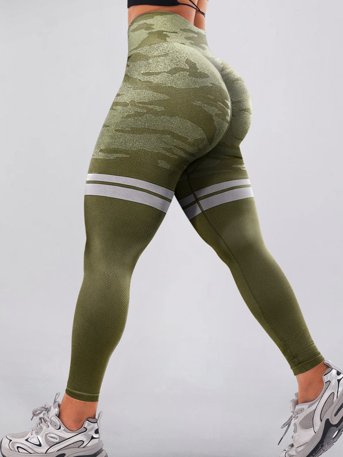 High Waist Camo Print Pocket Seamless Leggings