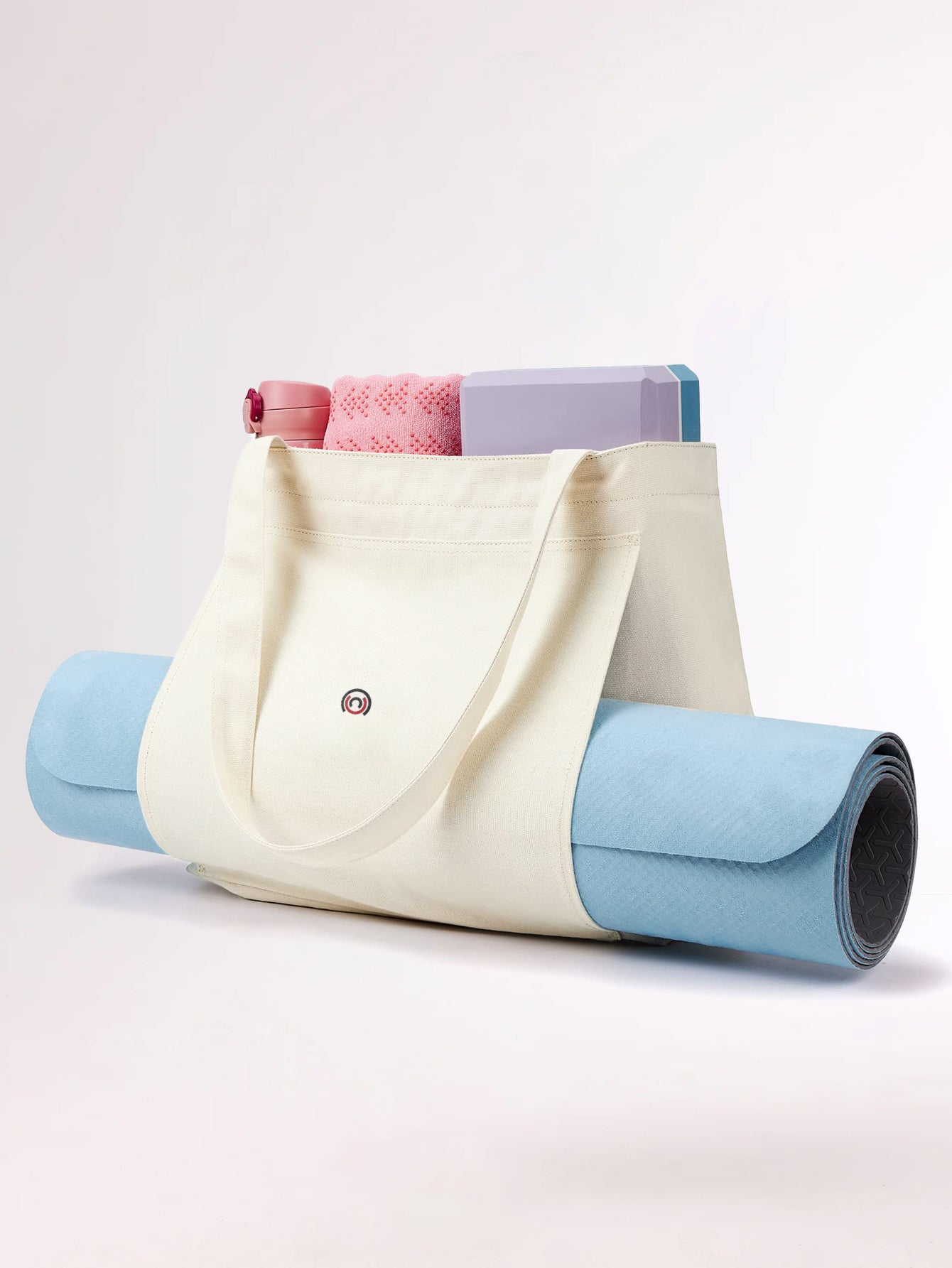 Canvas Tote Bag with Yoga Mat Carrier Pocket