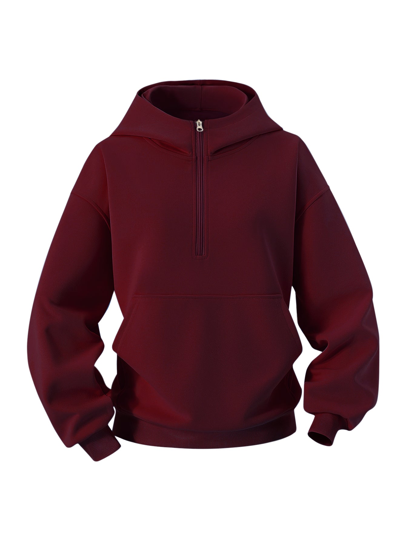 Women’s Dual Pockets & Ribbed Hem Half-Zip Hoodie