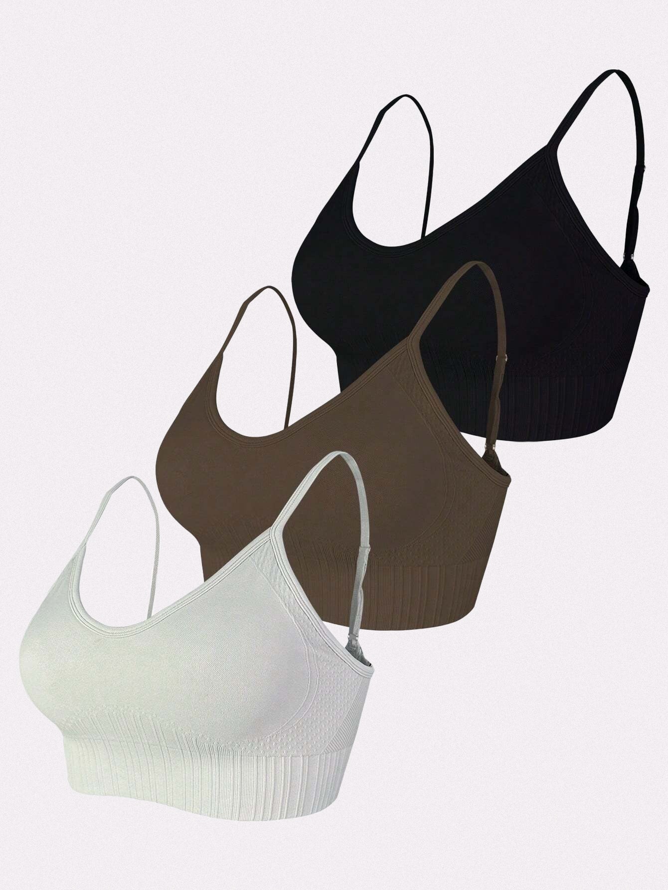 3-Piece Adjustable Strap Breast Contouring Seamless Sports Bra Set