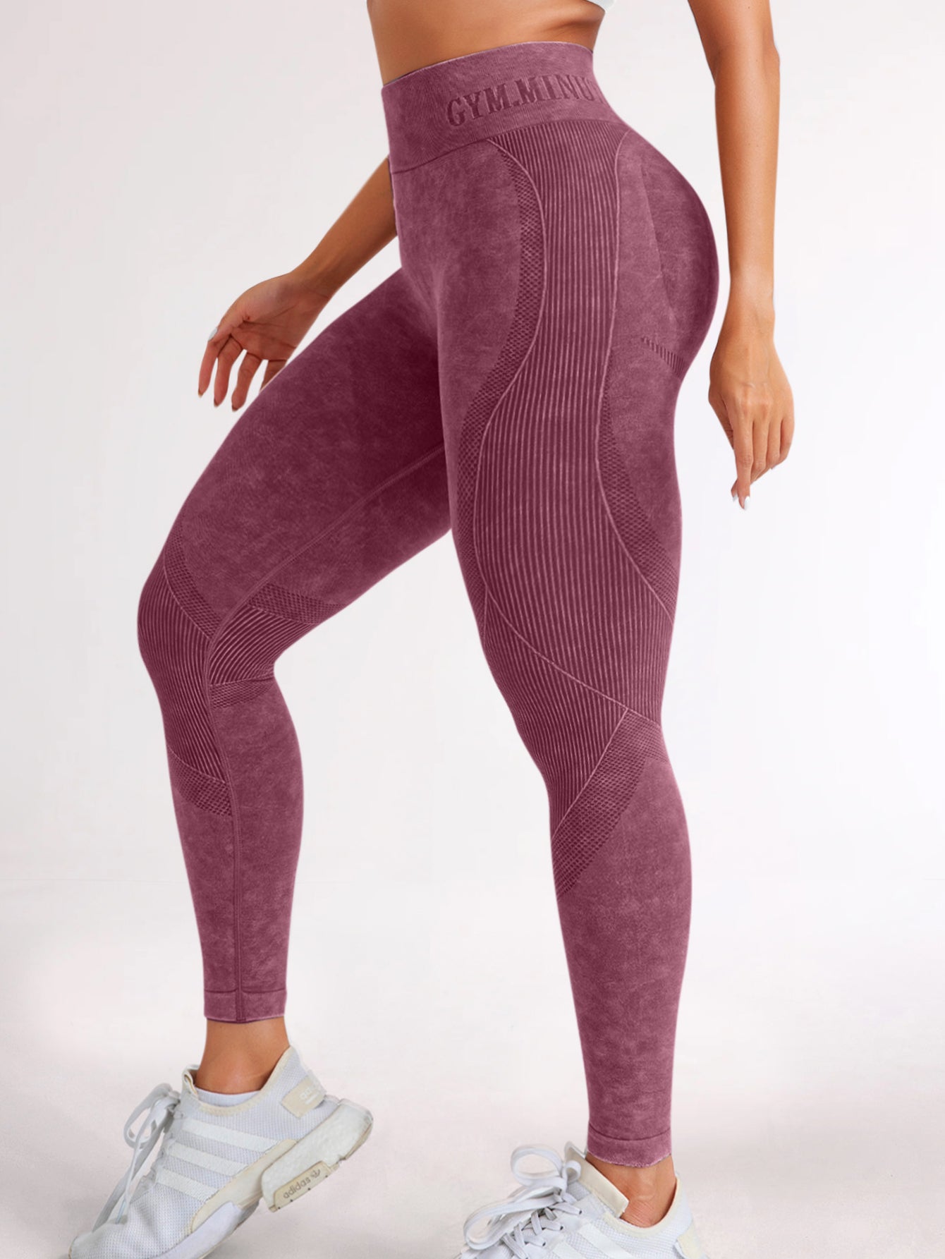 High Waist Acid Washed Smile Line Contour Leggings