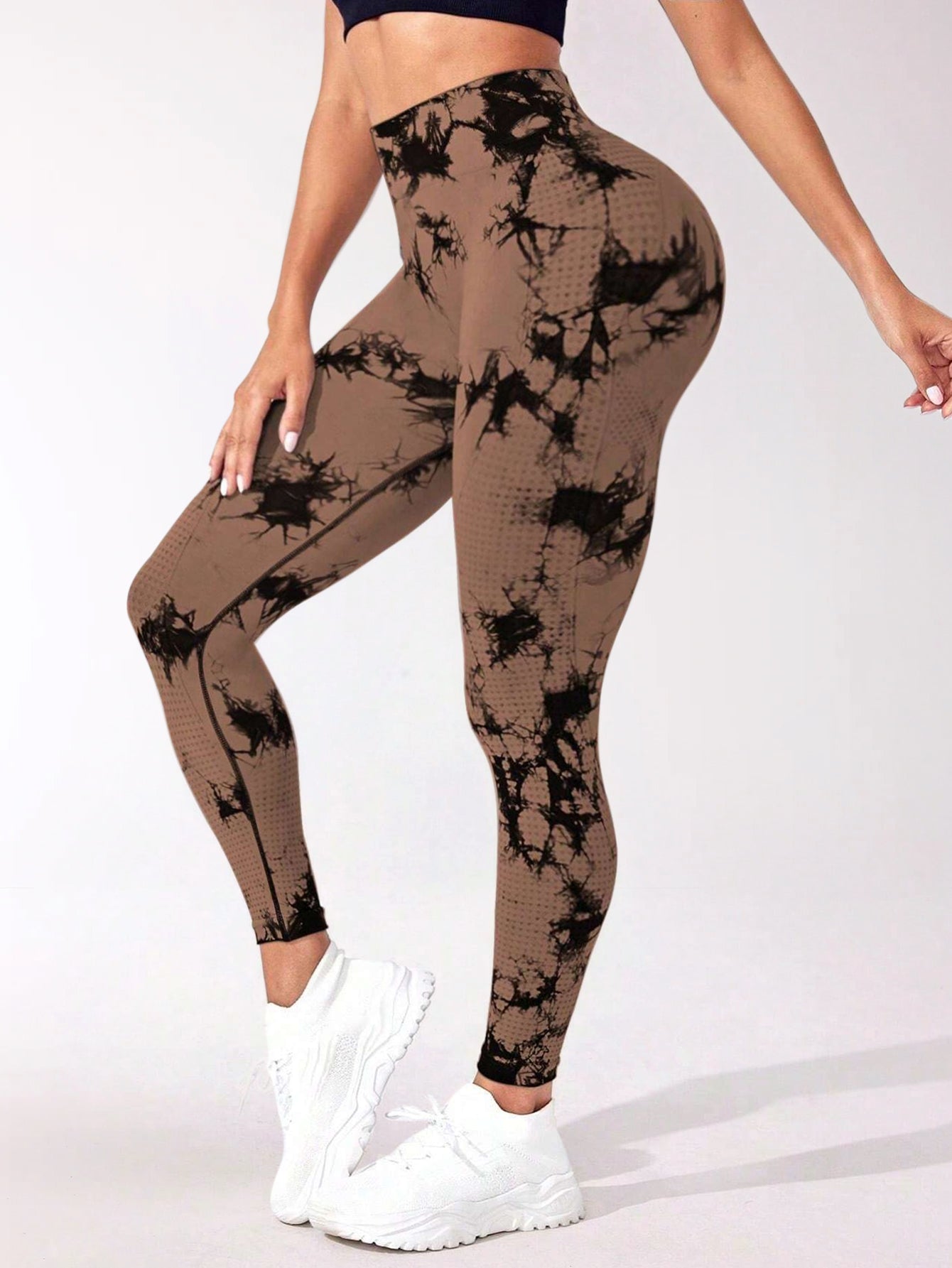 4-Piece High Waist Tie-Dye & Solid Butt Contour Legging Set