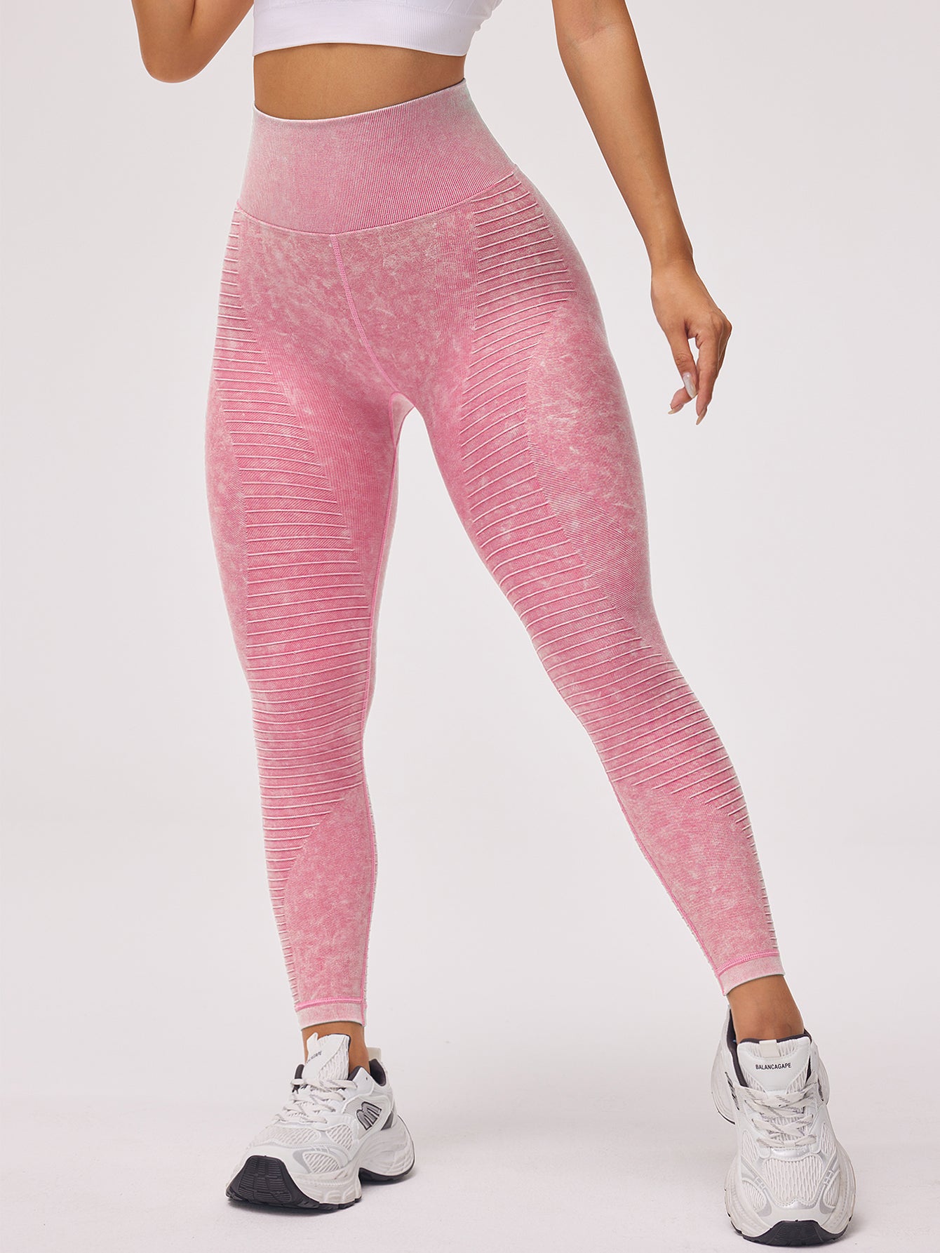 High Waist Acid Wash Texture Seamless Leggings