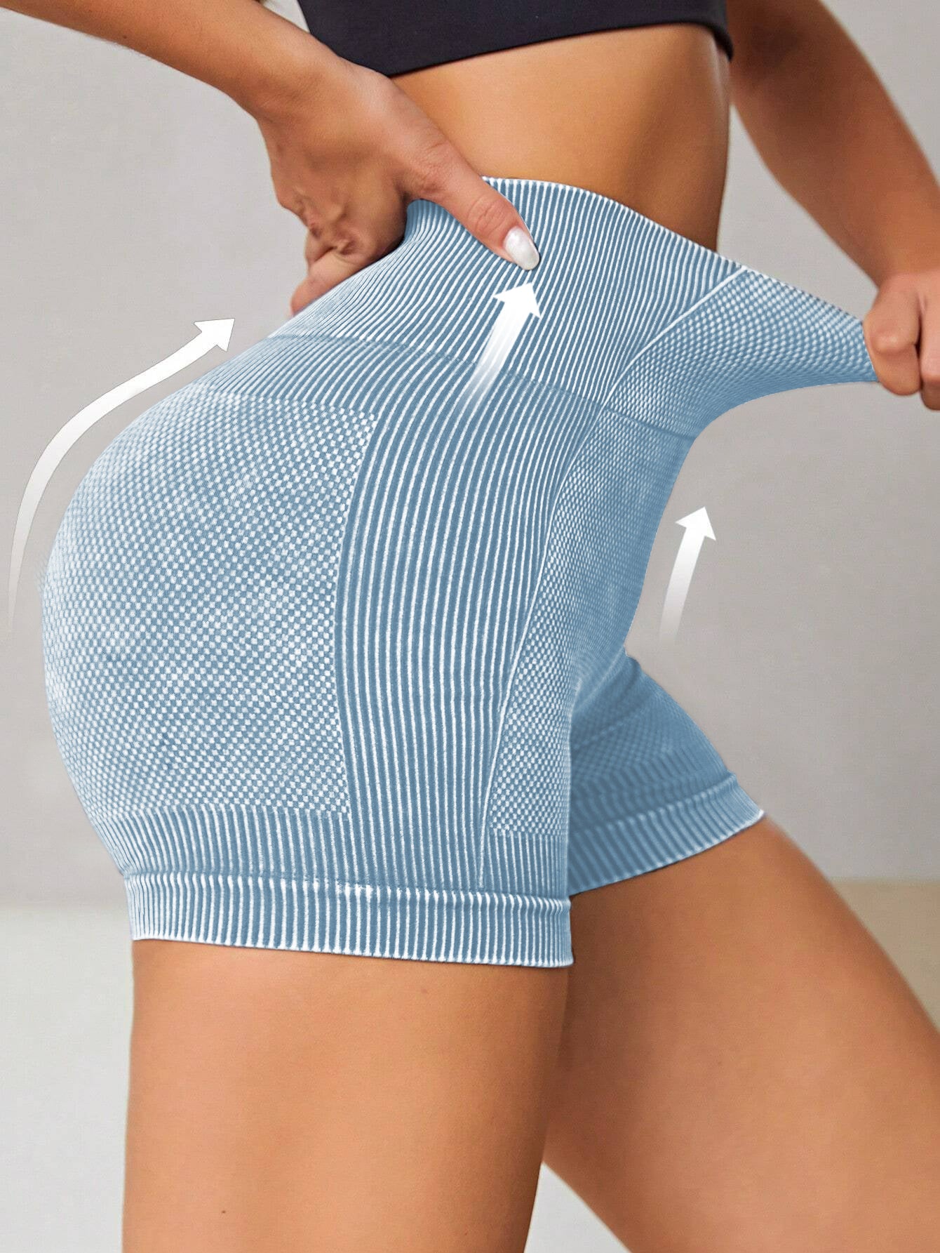 High Waist Side-Ribbed Butt-Lifting Seamless Shorts