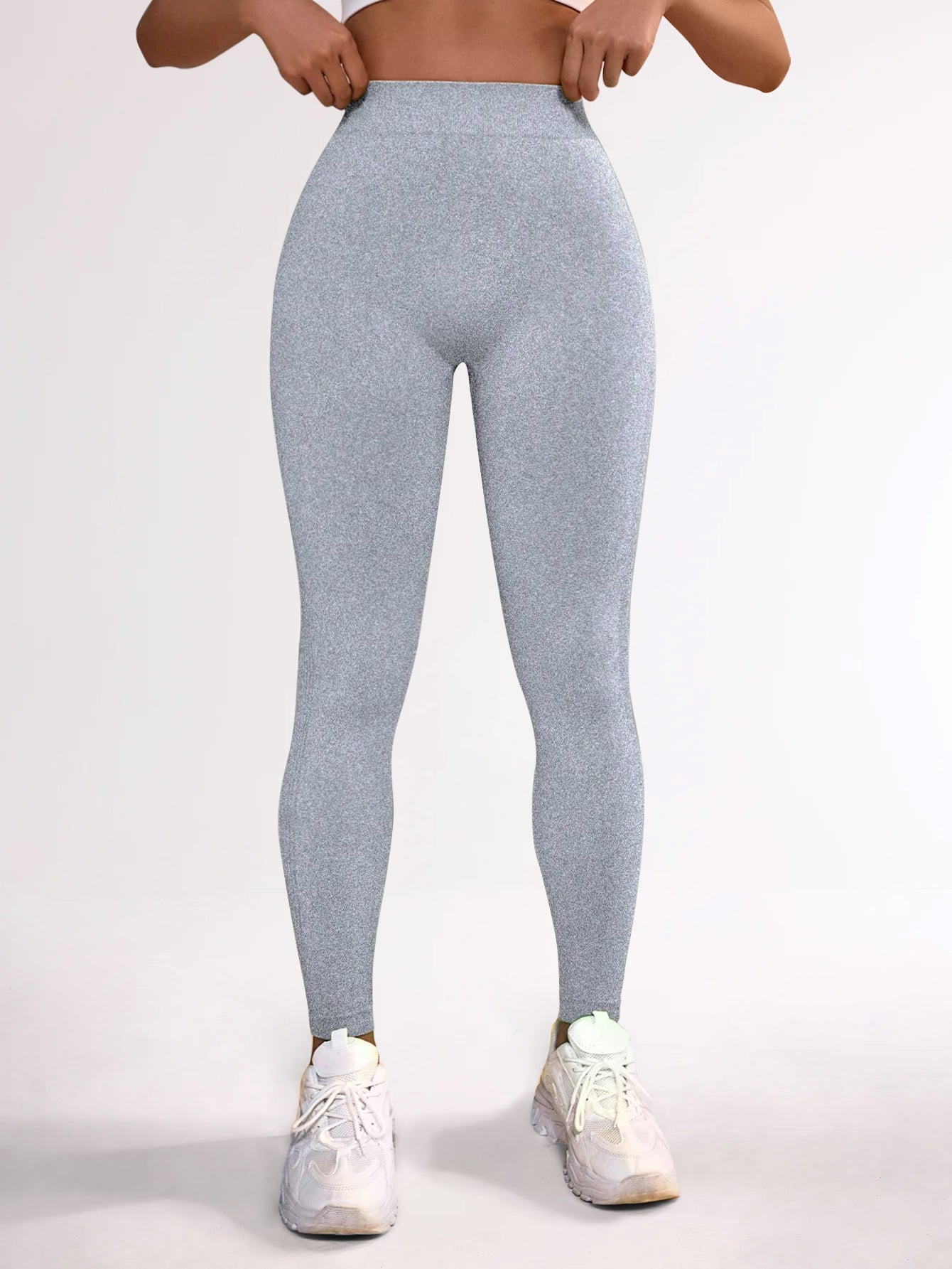 Acid Washed V-Back Side-Ribbed Smile Line Contour Leggings