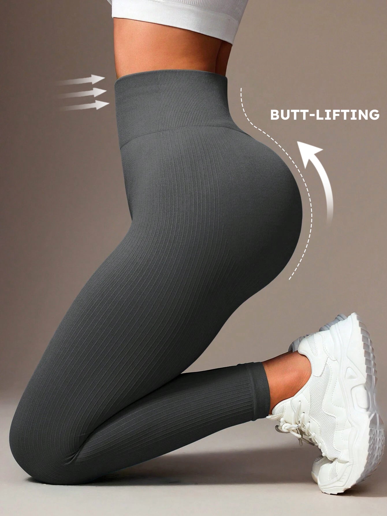 High Waist Butt-Lifting Rib-Knit Seamless Leggings